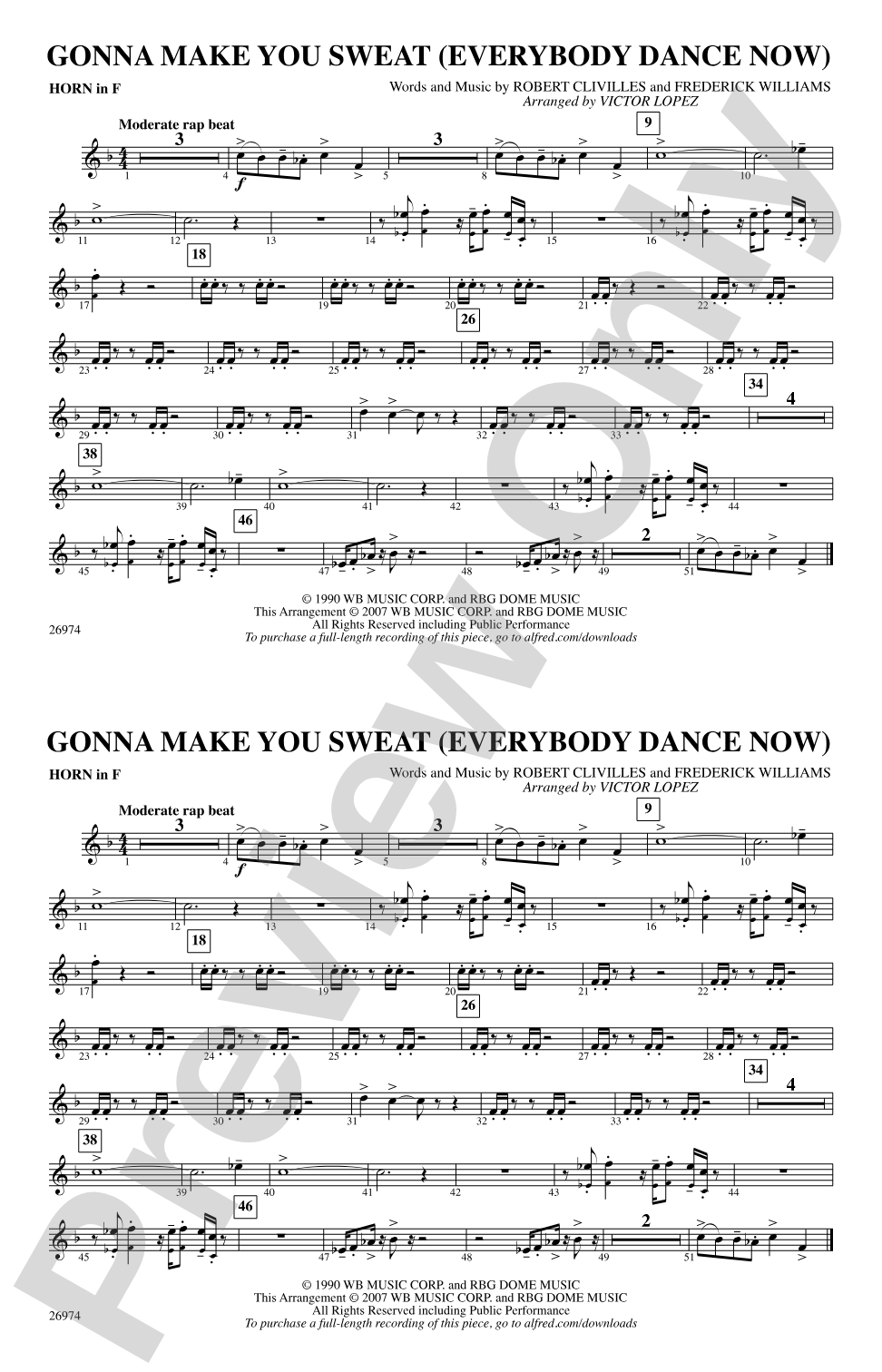 Gonna Make You Sweat (Everybody Dance Now): 1st F Horn