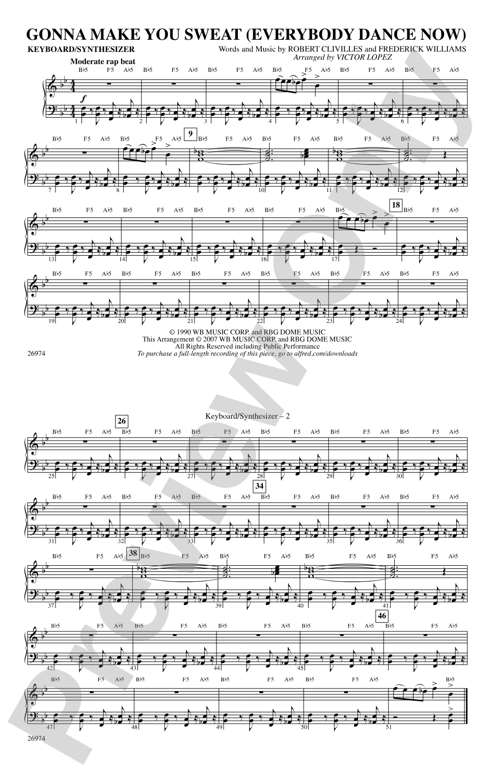 Gonna Make You Sweat (Everybody Dance Now): Keyboard/Synthesizer