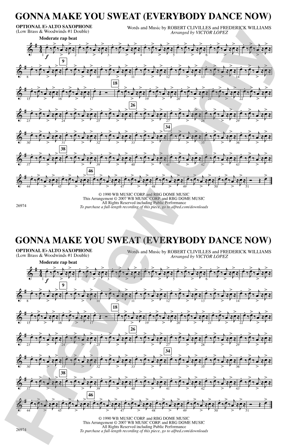 Gonna Make You Sweat (Everybody Dance Now): Optional Alto Sax