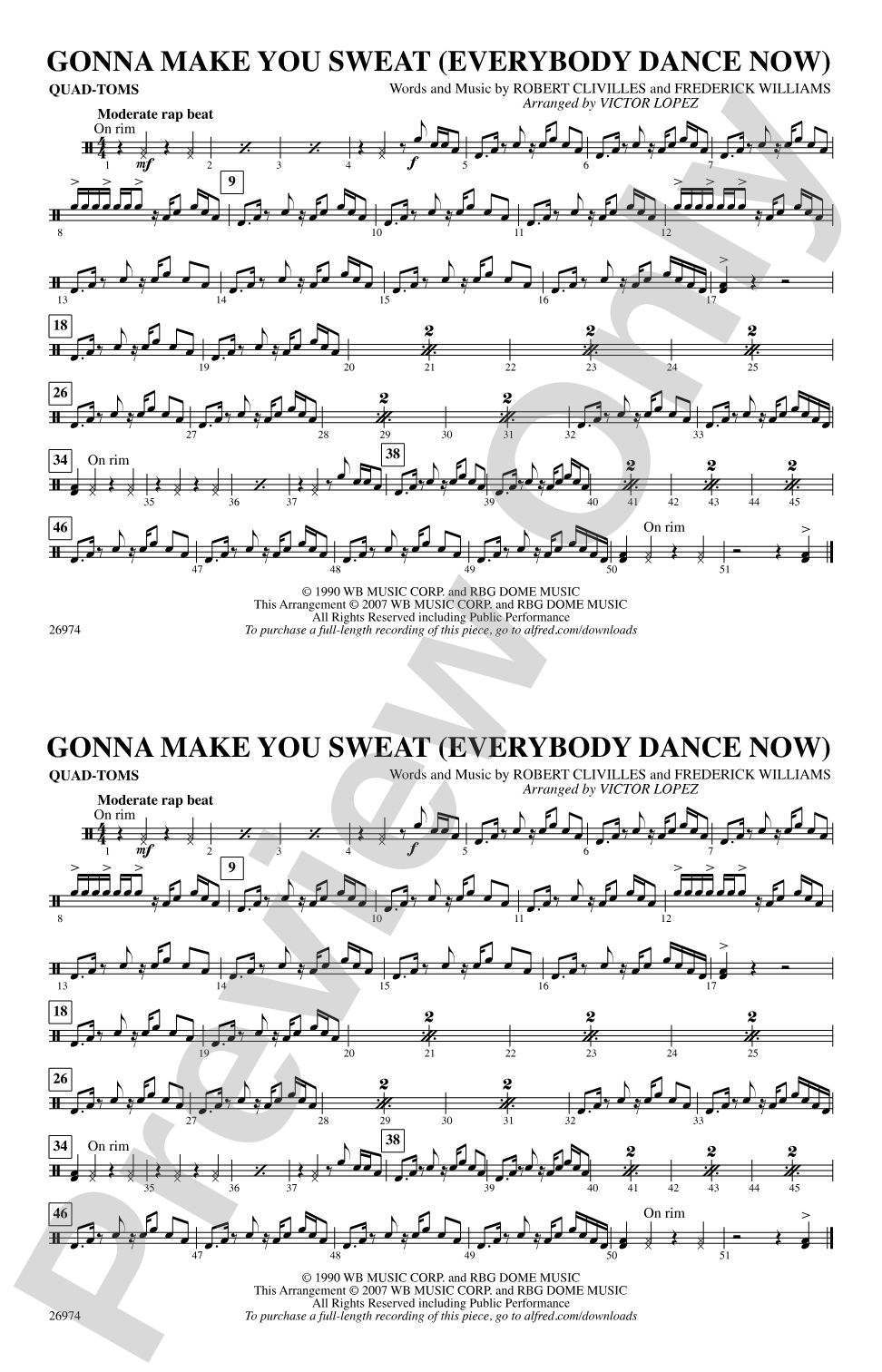 Gonna Make You Sweat (Everybody Dance Now): Quad-Toms