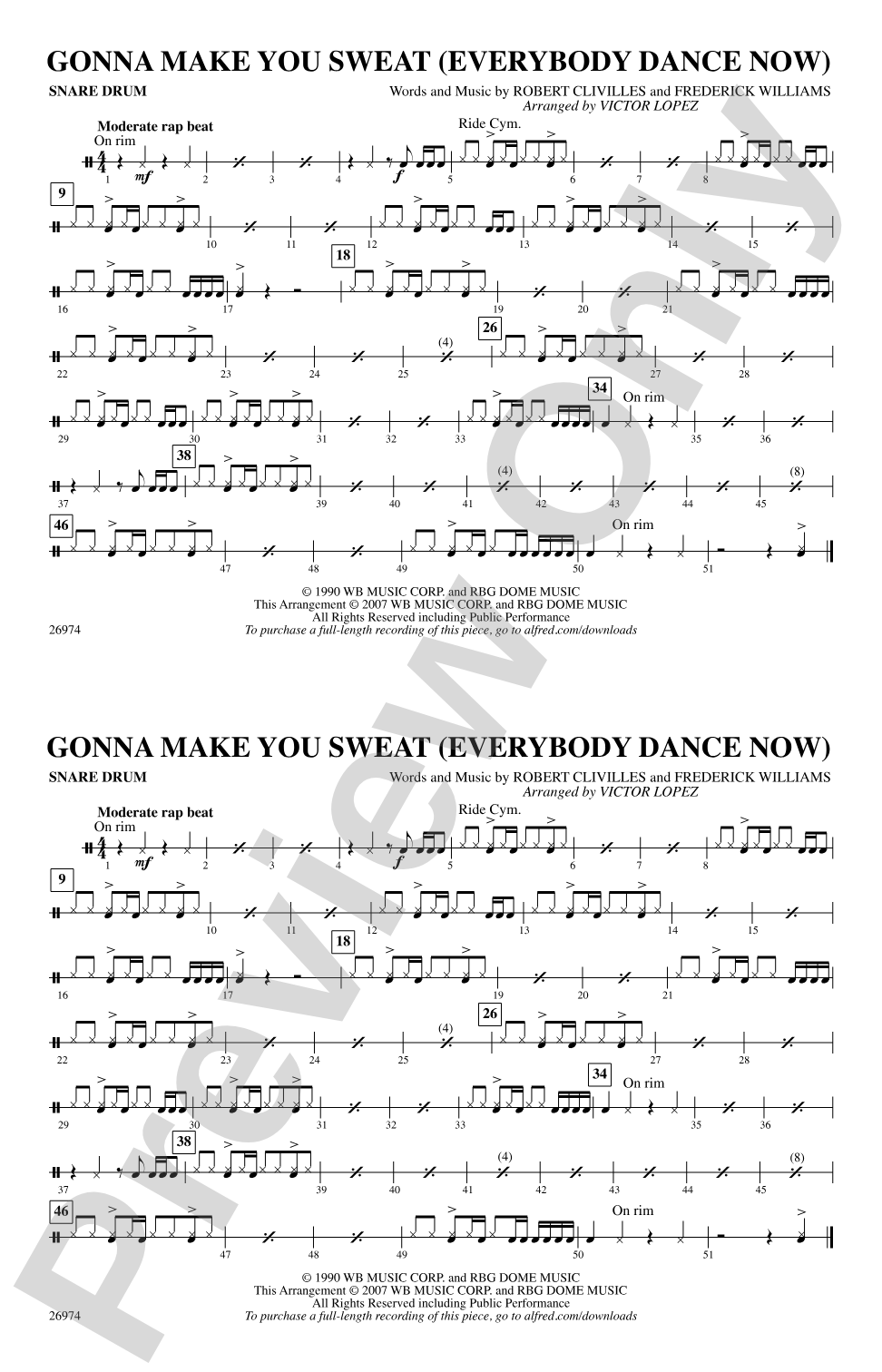 Gonna Make You Sweat (Everybody Dance Now): Snare Drum