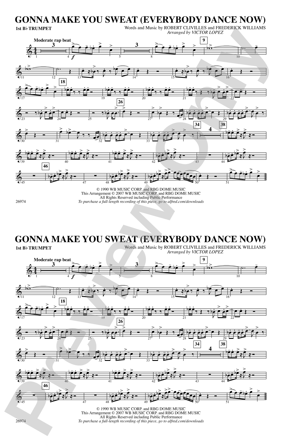 Gonna Make You Sweat (Everybody Dance Now): 1st B-flat Trumpet