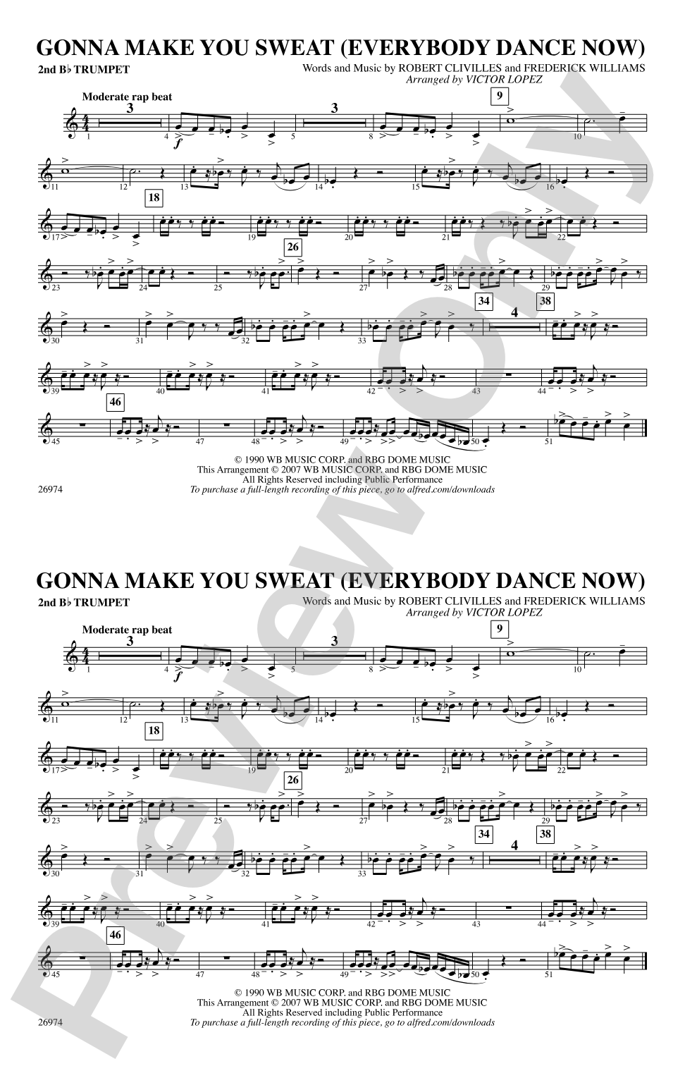 Gonna Make You Sweat (Everybody Dance Now): 2nd B-flat Trumpet
