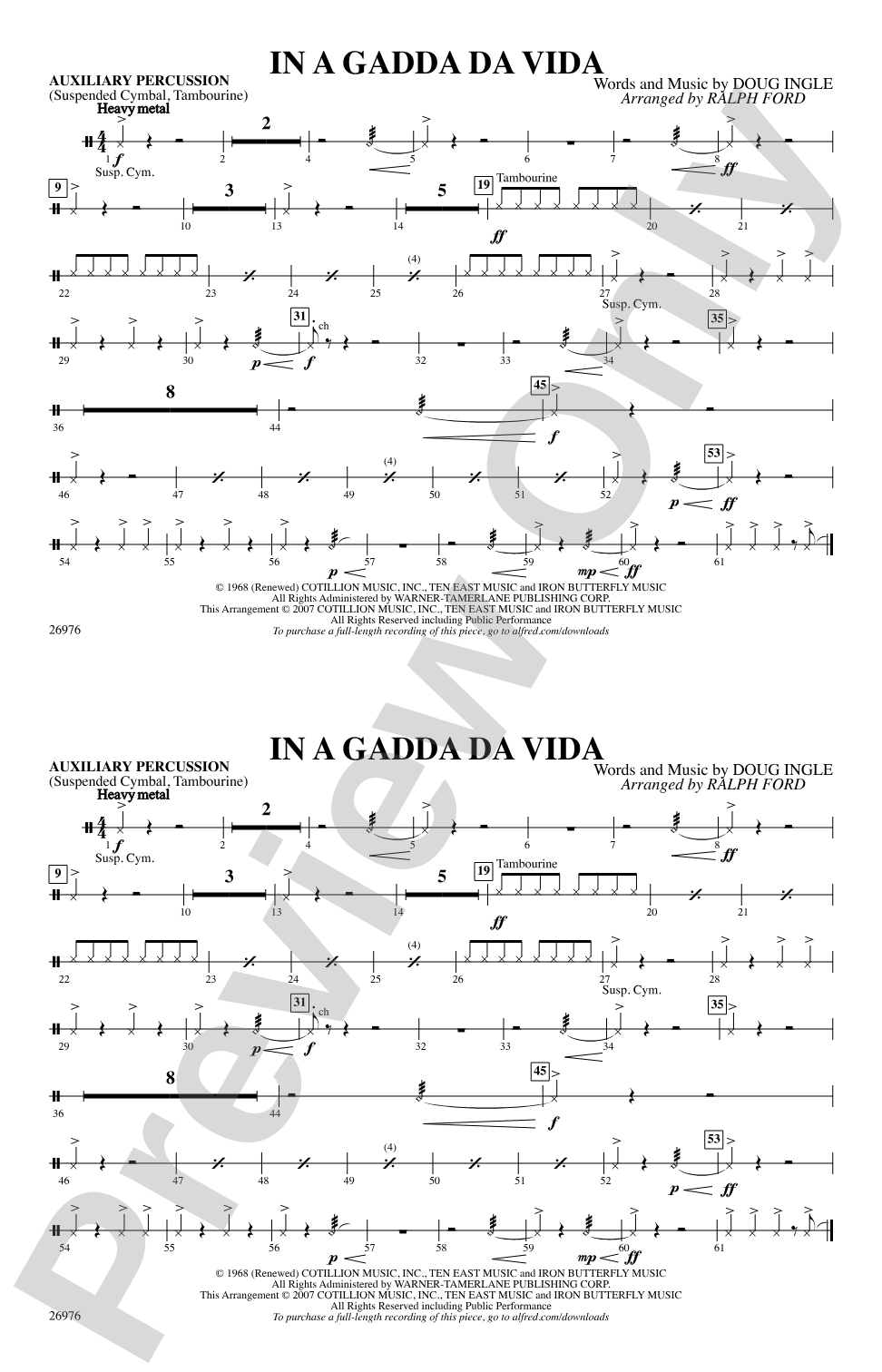 In A Gadda Da Vida: Auxiliary Percussion