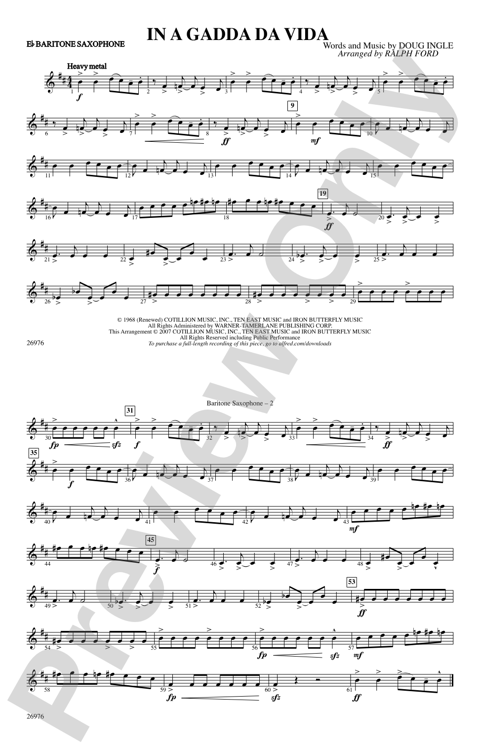 In A Gadda Da Vida: E-flat Baritone Saxophone
