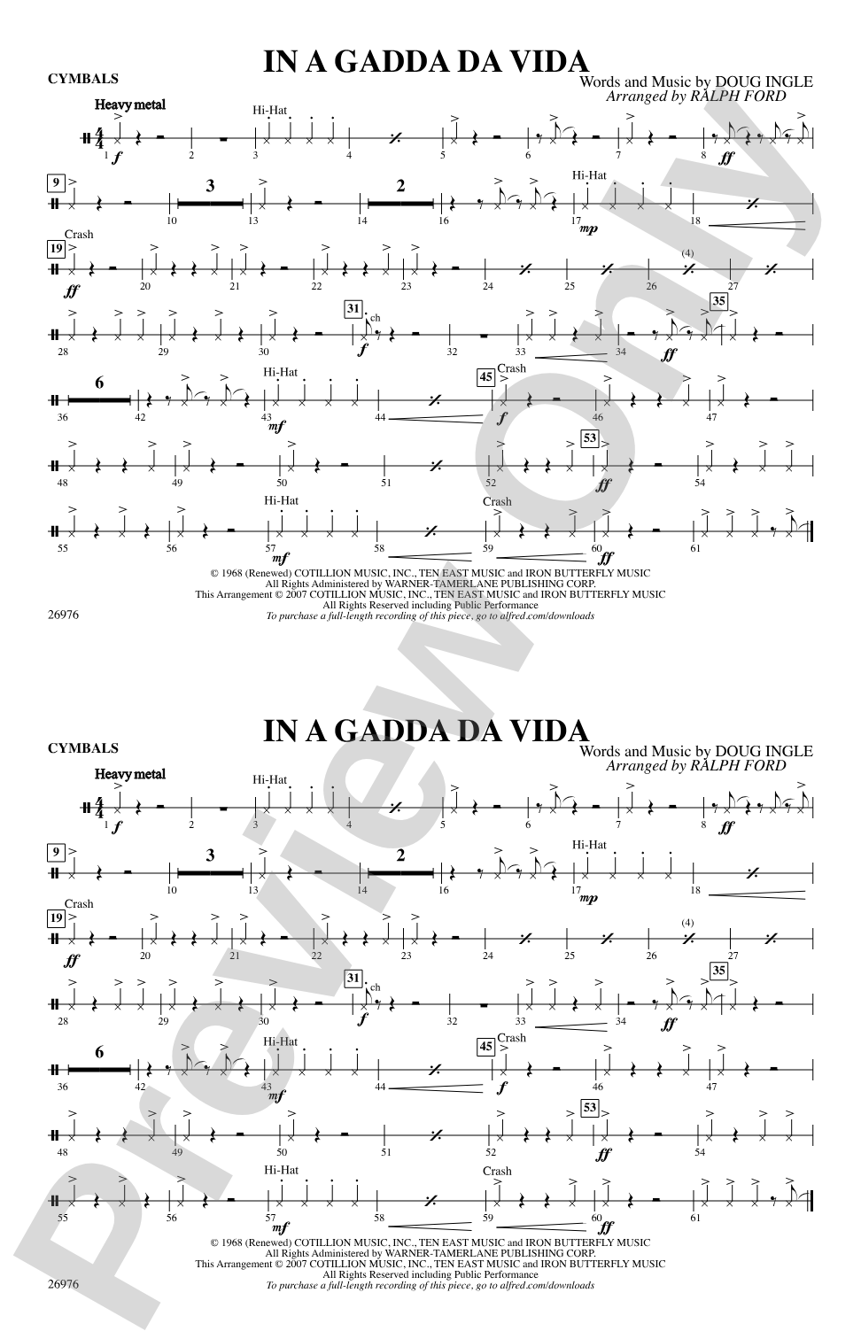 In A Gadda Da Vida: Cymbals