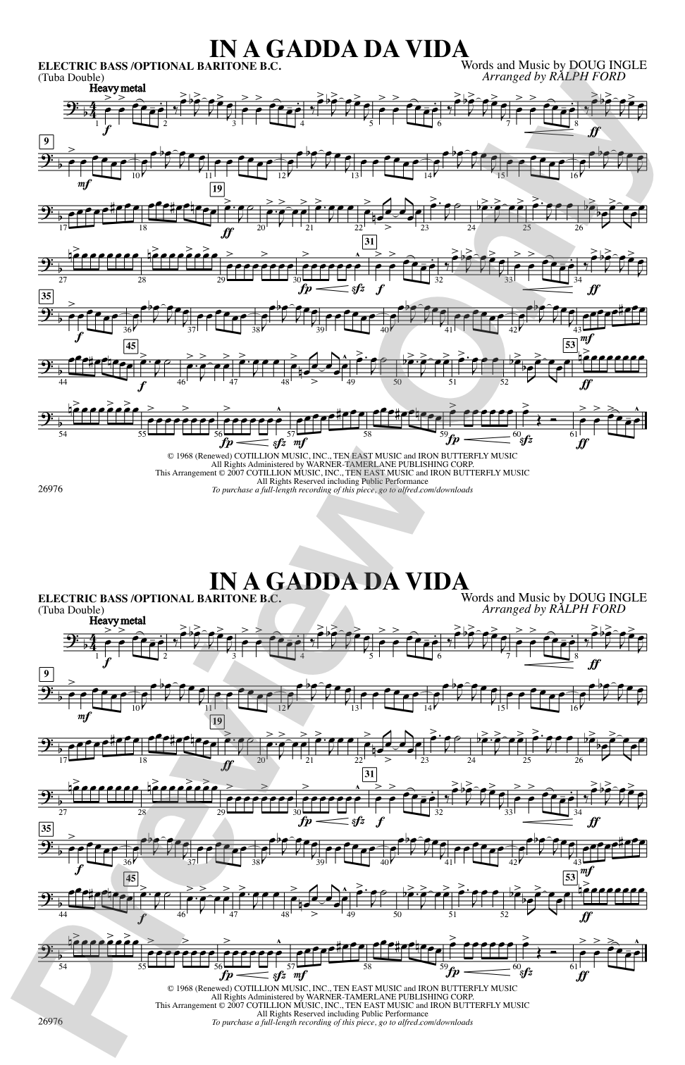 In A Gadda Da Vida: Electric Bass