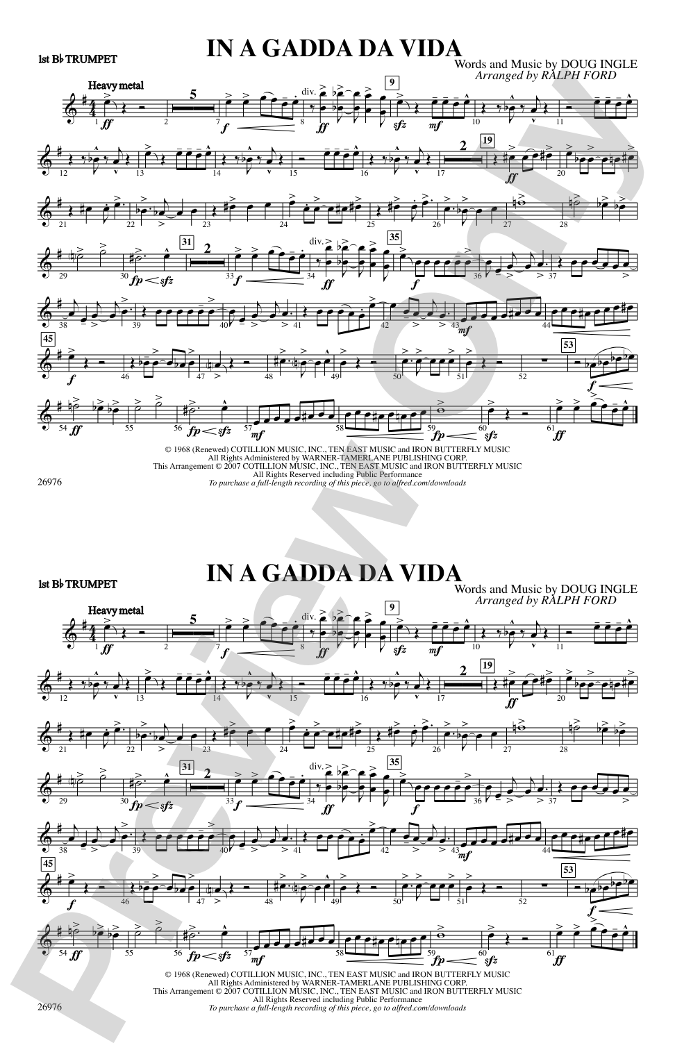 In A Gadda Da Vida: 1st B-flat Trumpet