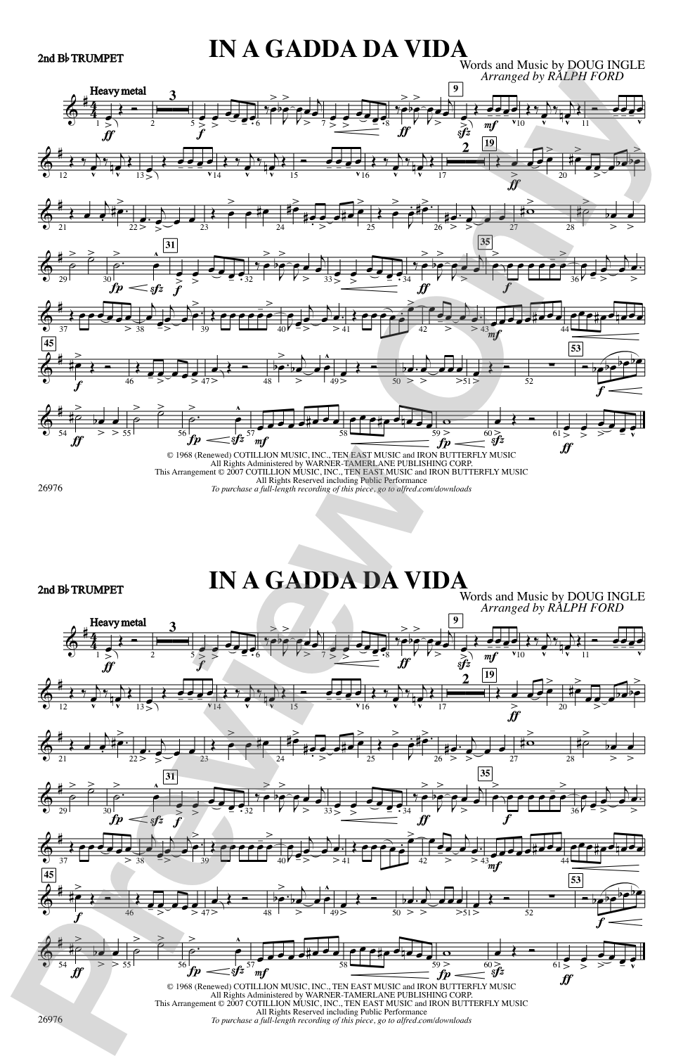 In A Gadda Da Vida: 2nd B-flat Trumpet