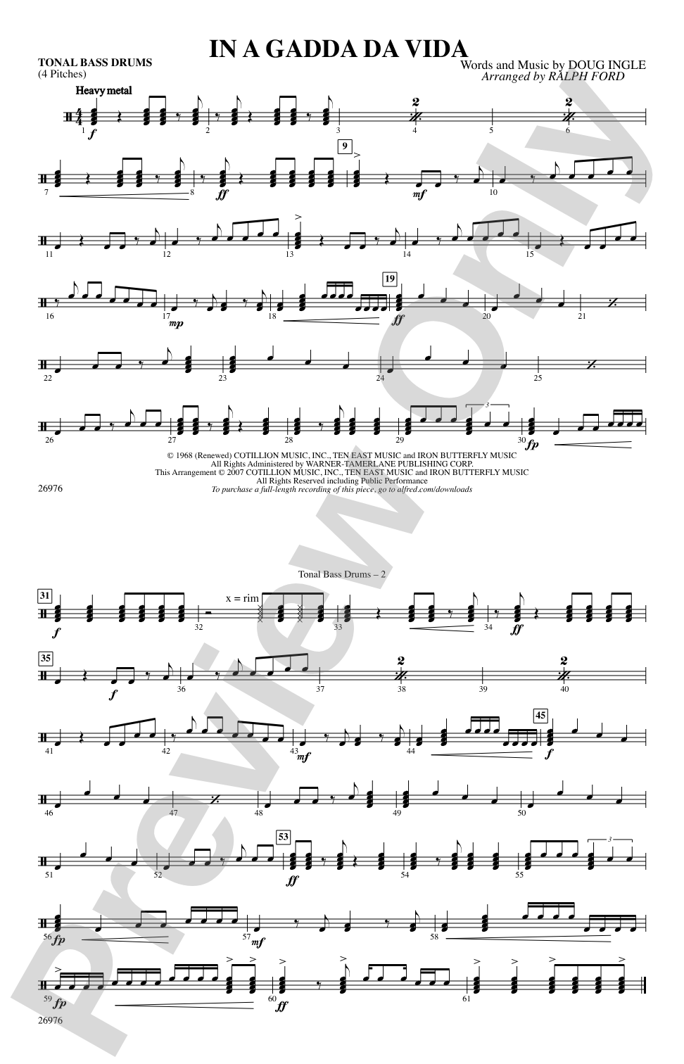 In A Gadda Da Vida: Tonal Bass Drum
