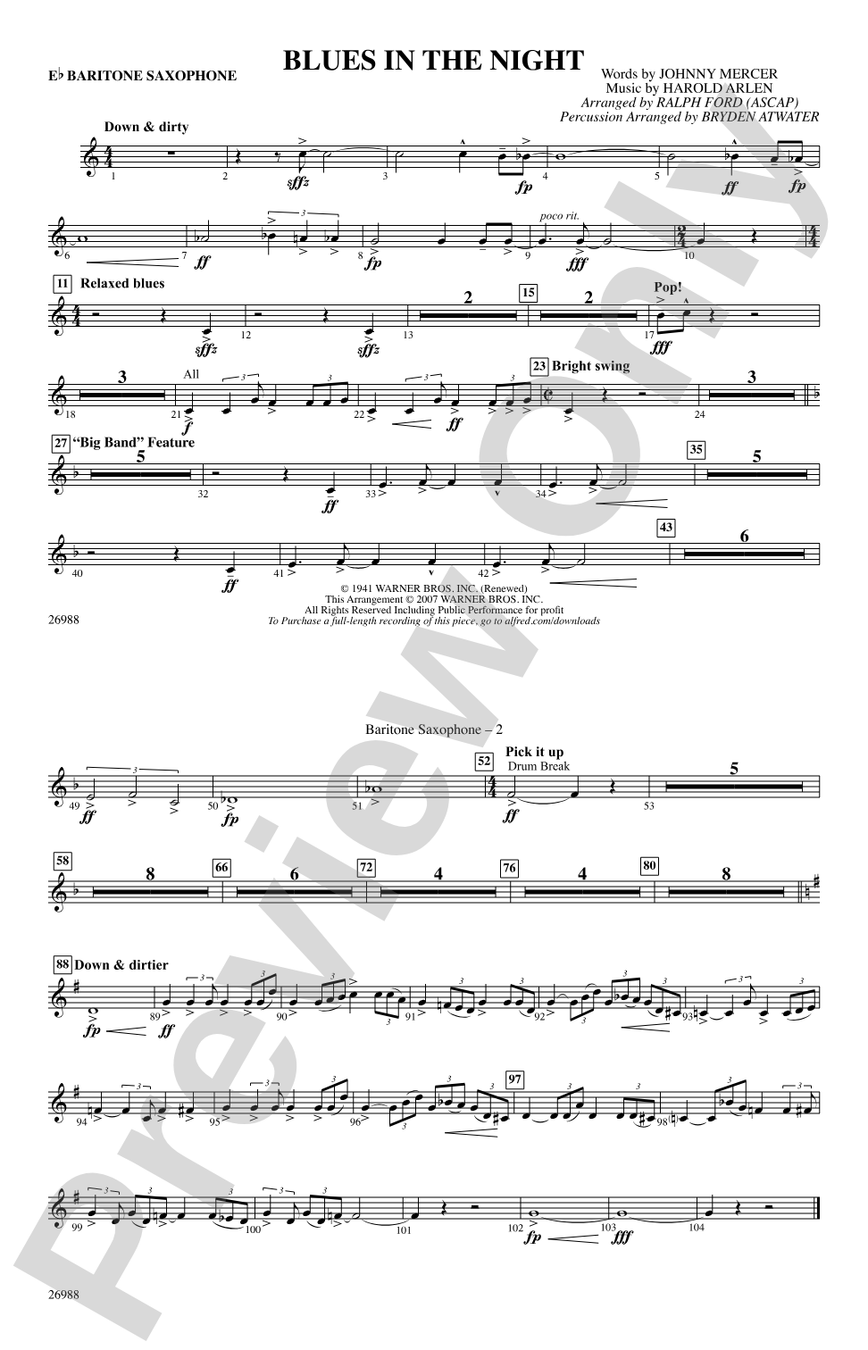 Blues in the Night: E-flat Baritone Saxophone