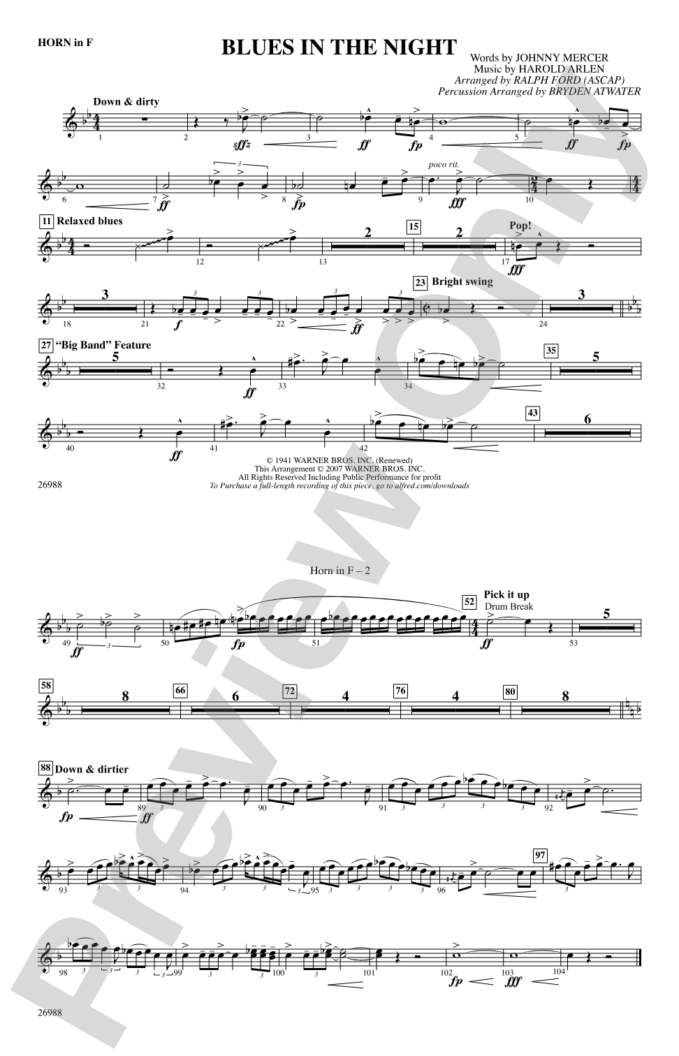 Blues in the Night: 1st F Horn