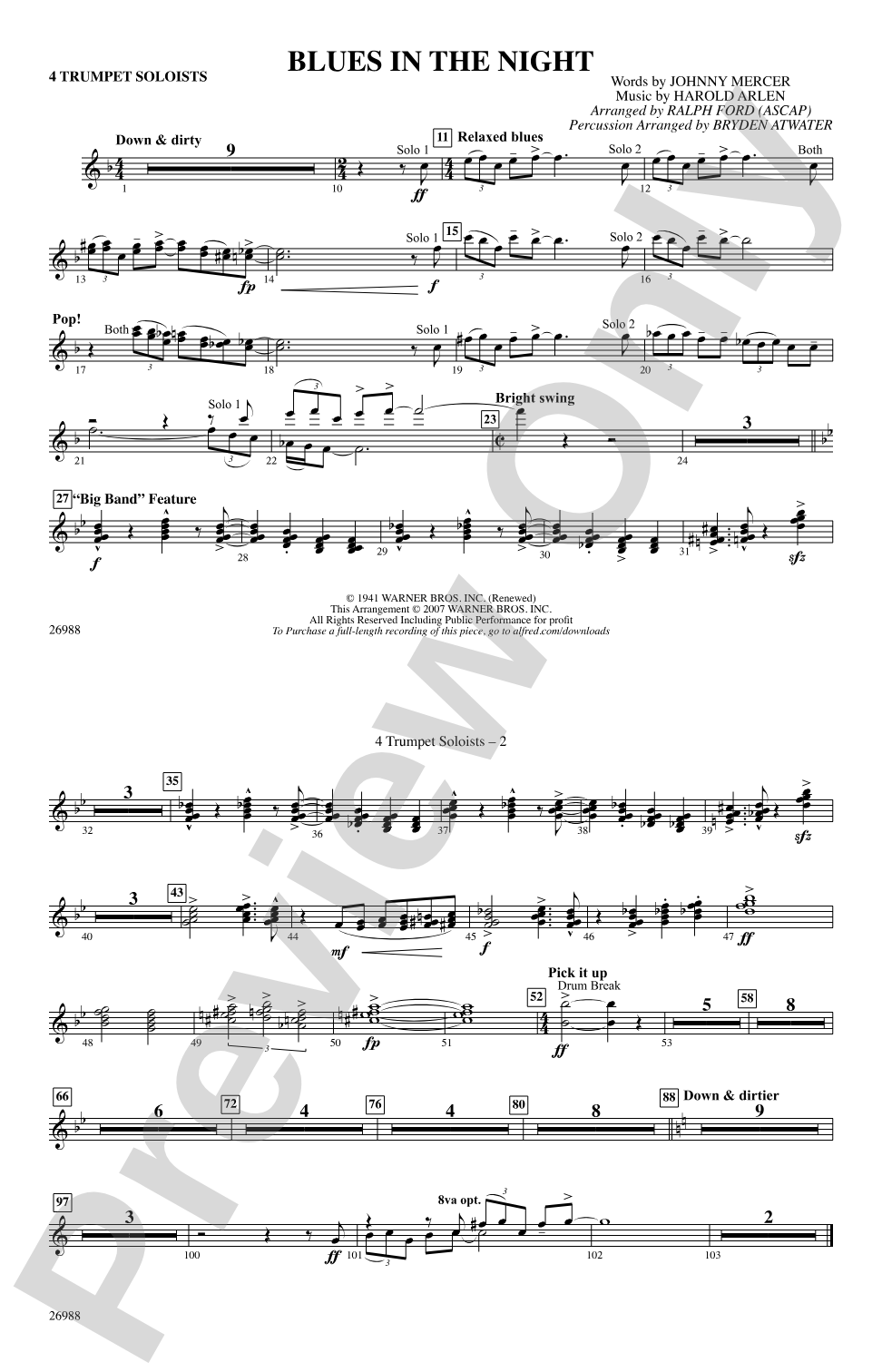 Blues in the Night: 1st Trumpet Quartet 1