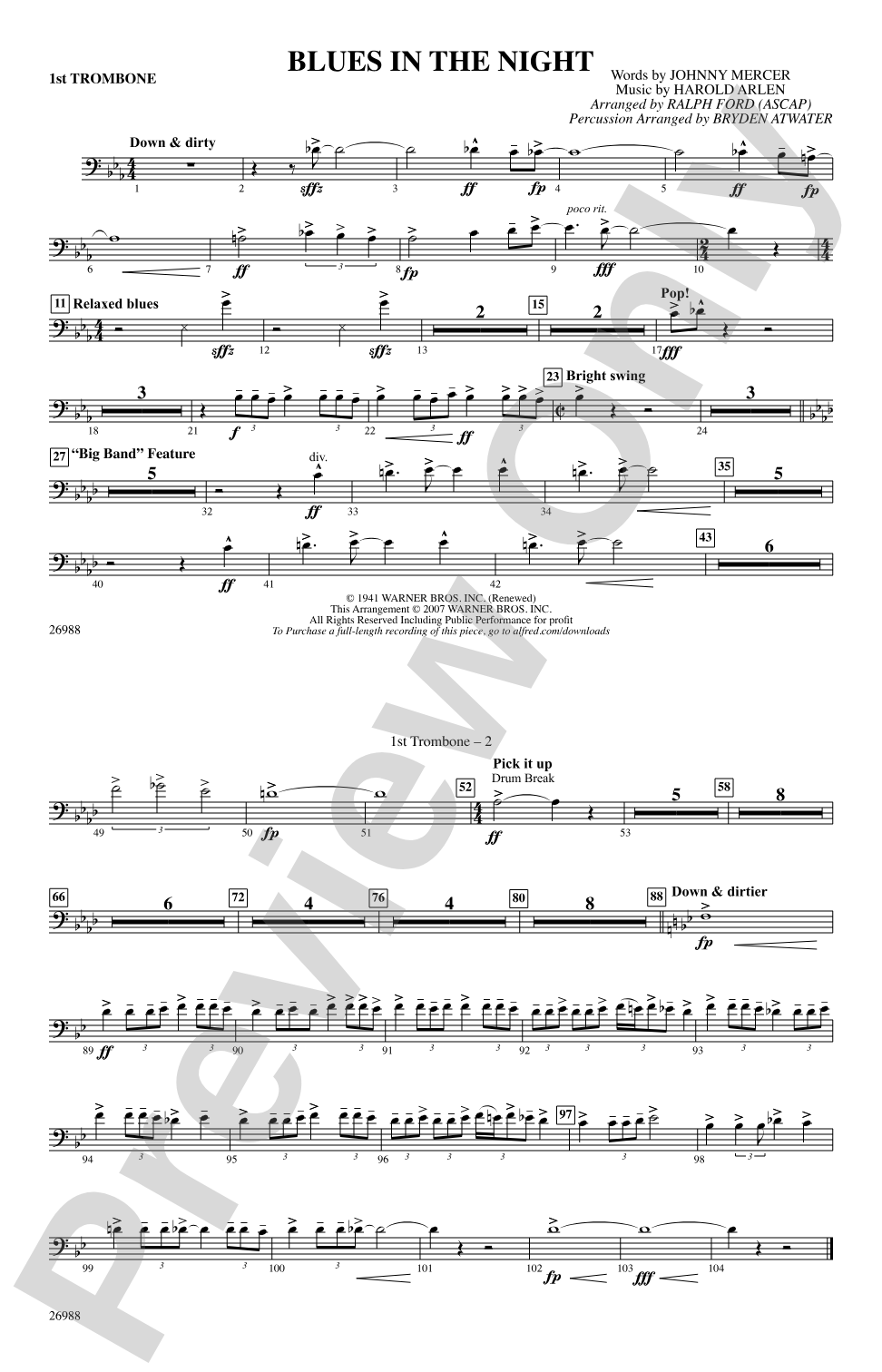 Blues in the Night: 1st Trombone