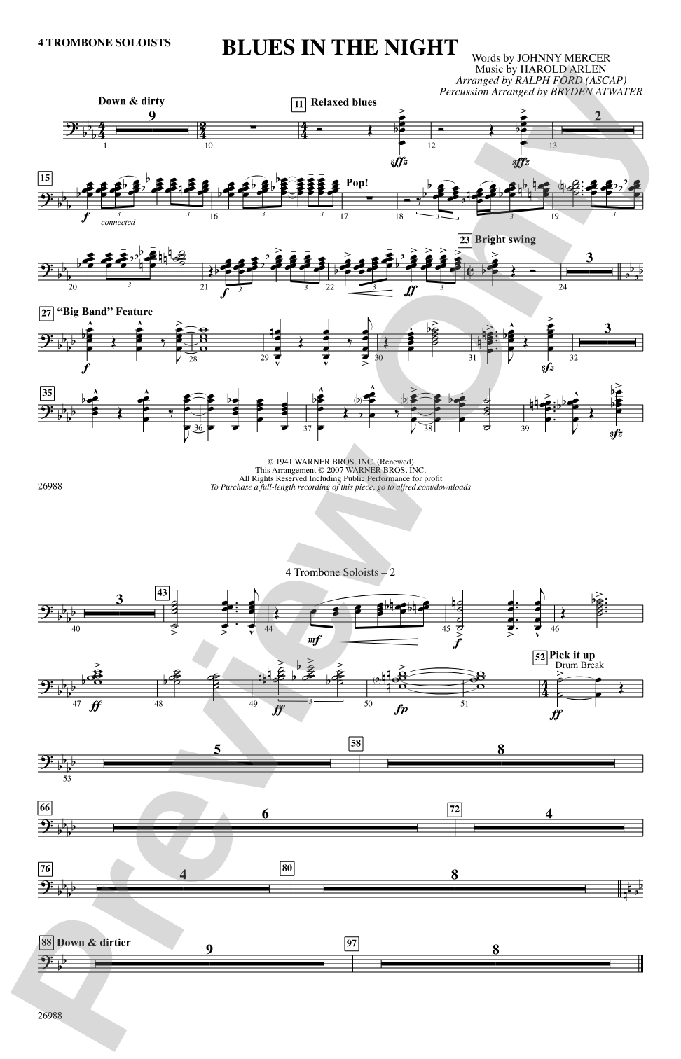 Blues in the Night: 1st Trombone Quartet 1
