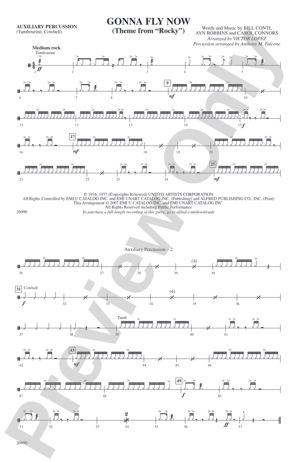 Gonna Fly Now (Theme from Rocky): Auxiliary Percussion