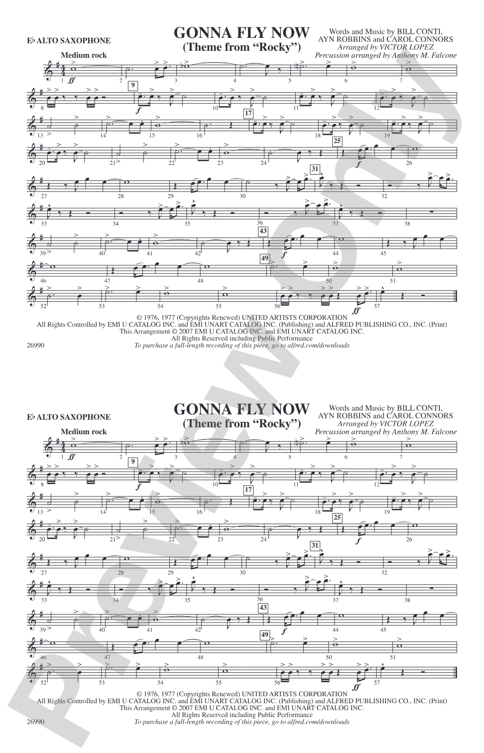 Gonna Fly Now (Theme from Rocky): E-flat Alto Saxophone