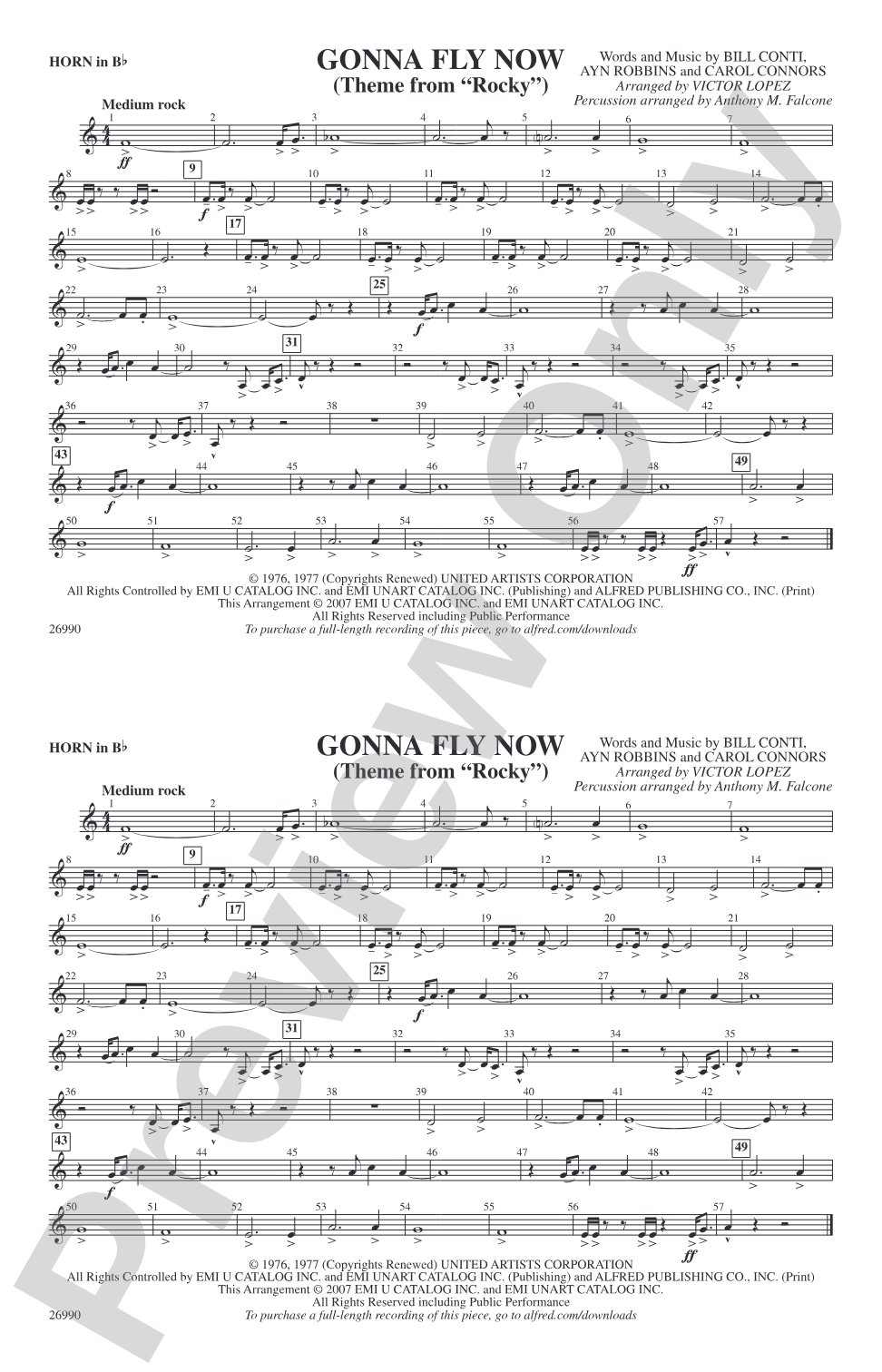 Gonna Fly Now (Theme from Rocky): Horn in B flat