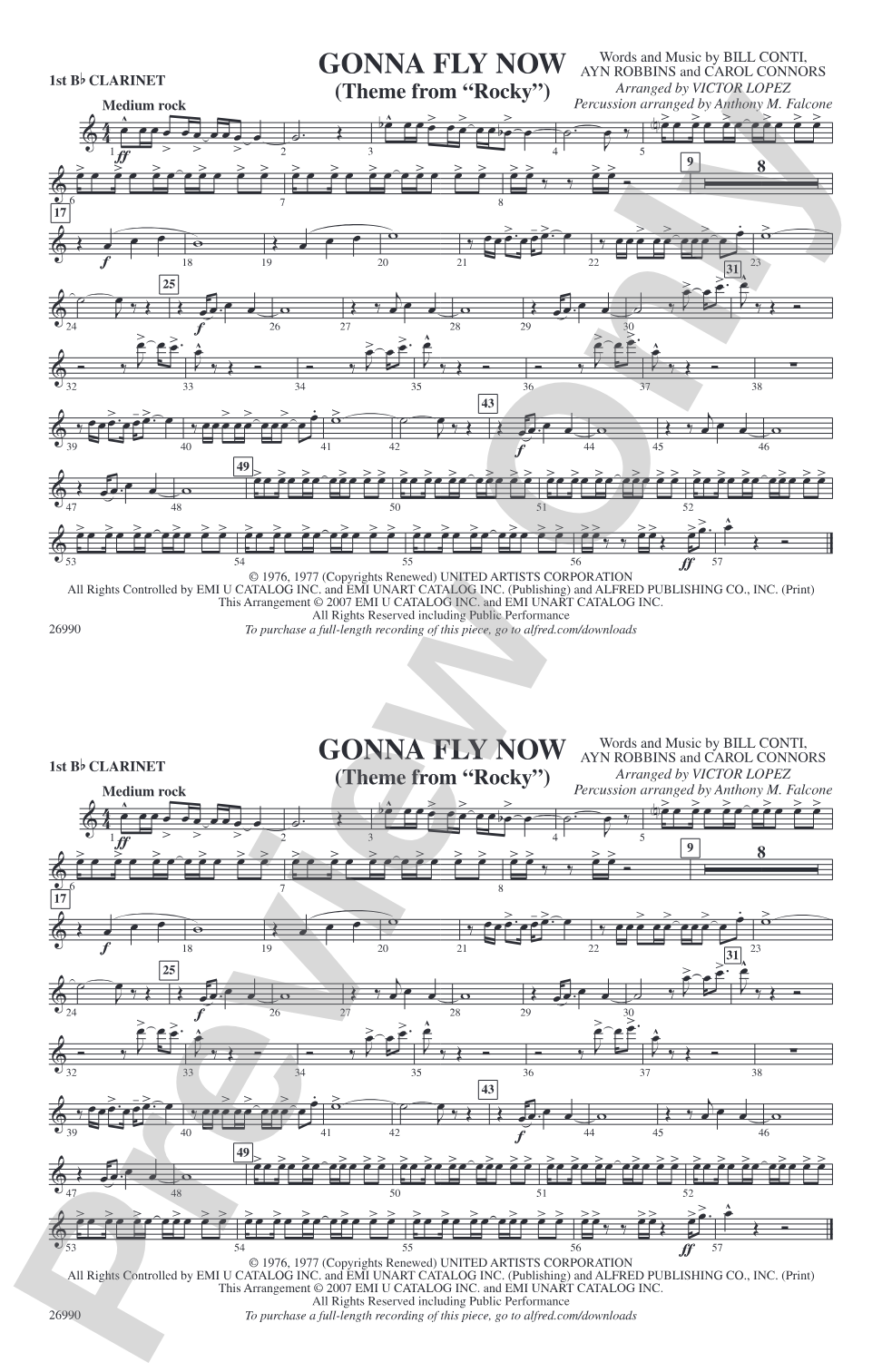 Gonna Fly Now (Theme from Rocky): 1st B-flat Clarinet