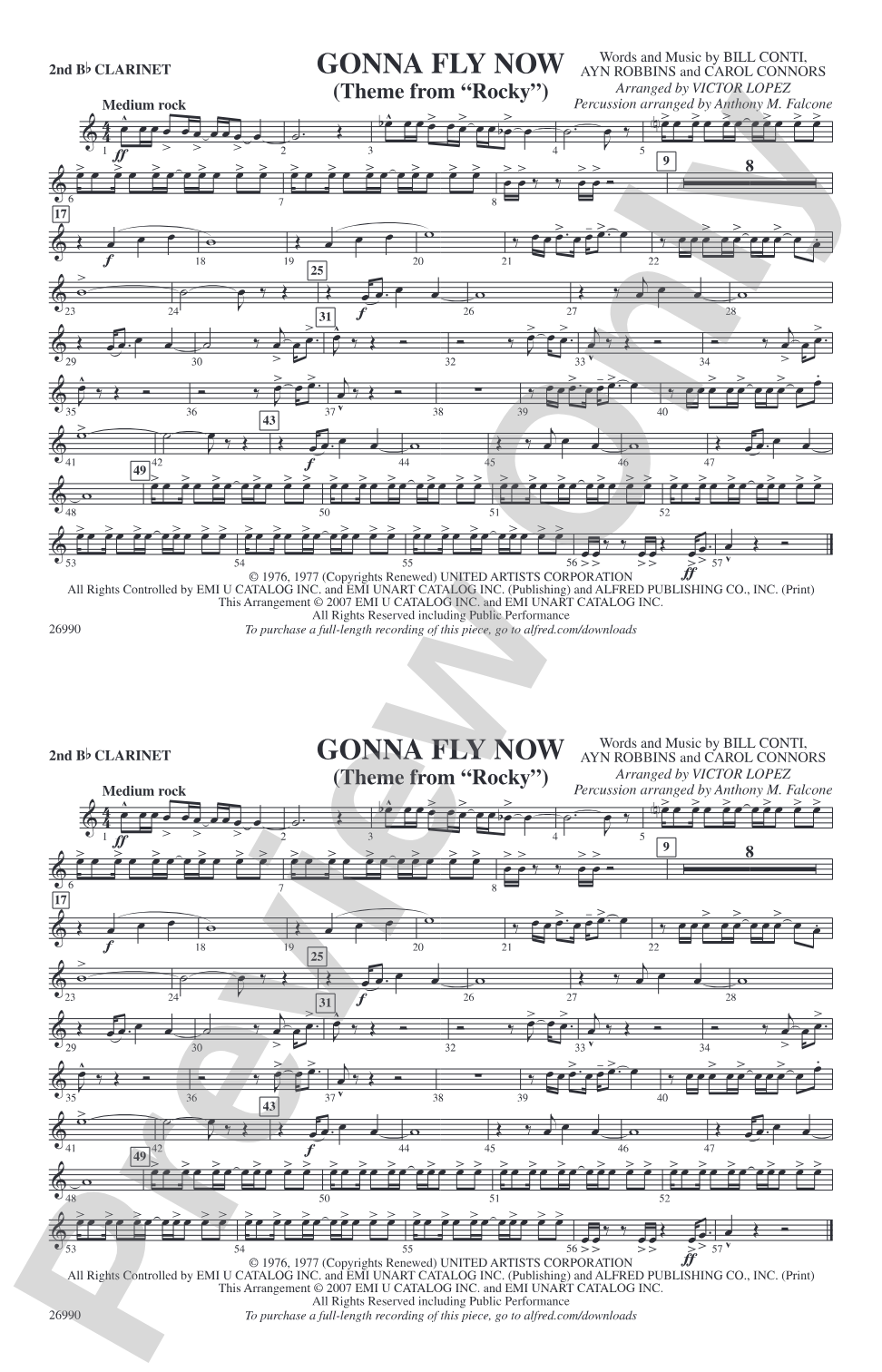 Gonna Fly Now (Theme from Rocky): 2nd B-flat Clarinet