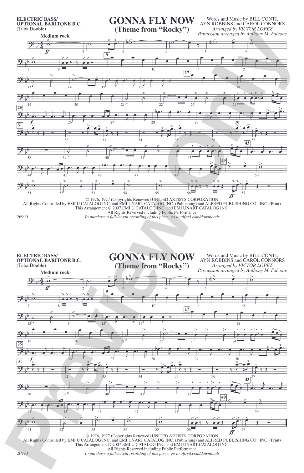 Gonna Fly Now (Theme from Rocky): Electric Bass