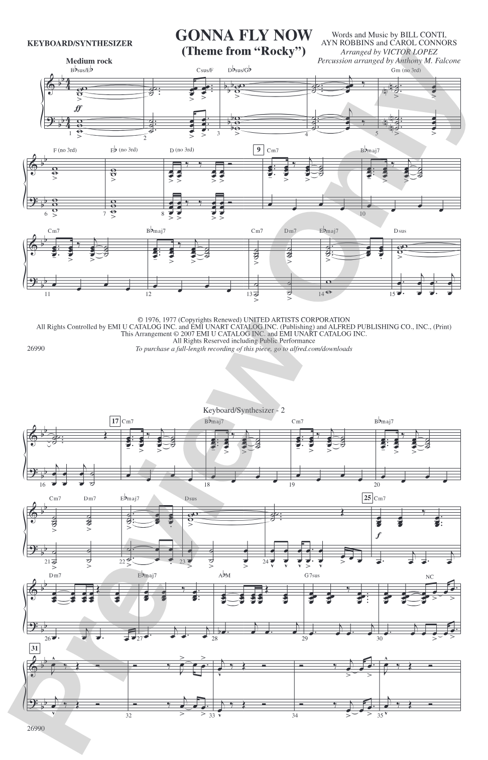 Gonna Fly Now (Theme from Rocky): Keyboard/Synthesizer