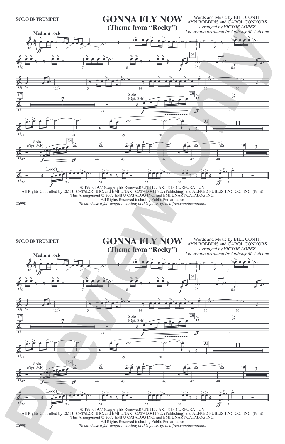 Gonna Fly Now (Theme from Rocky): Solo B-flat Trumpet