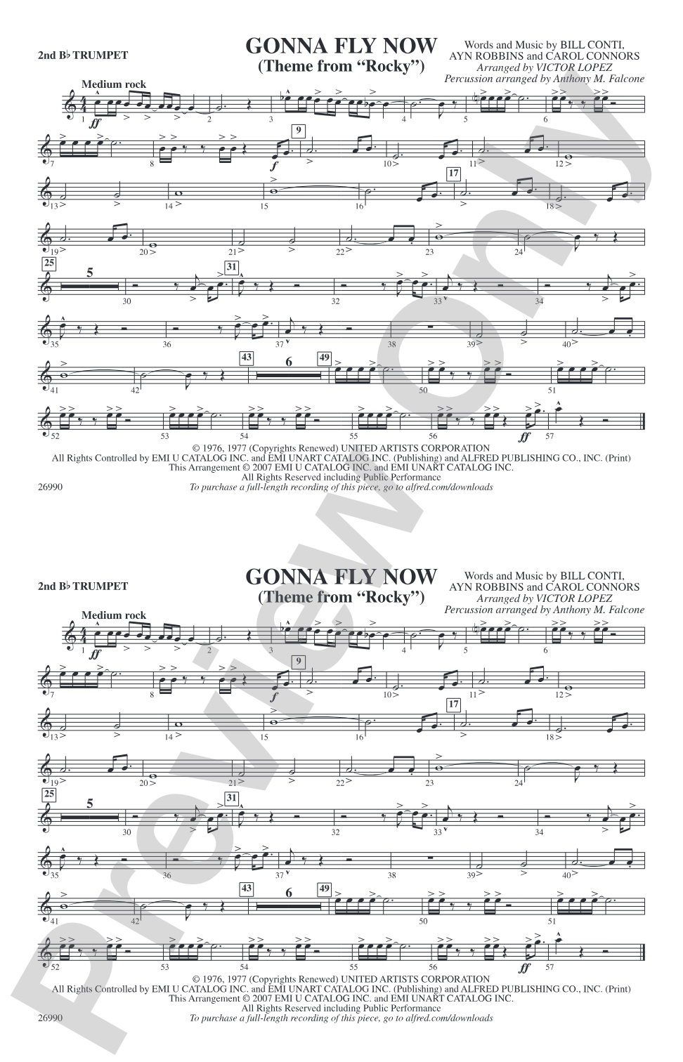 Gonna Fly Now (Theme from Rocky): 2nd B-flat Trumpet