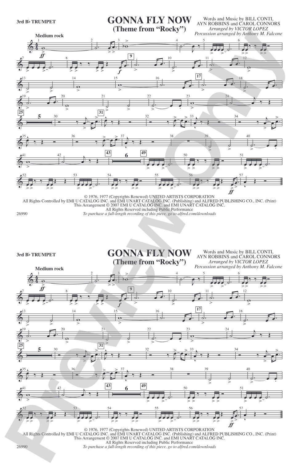 Gonna Fly Now (Theme from Rocky): 3rd B-flat Trumpet
