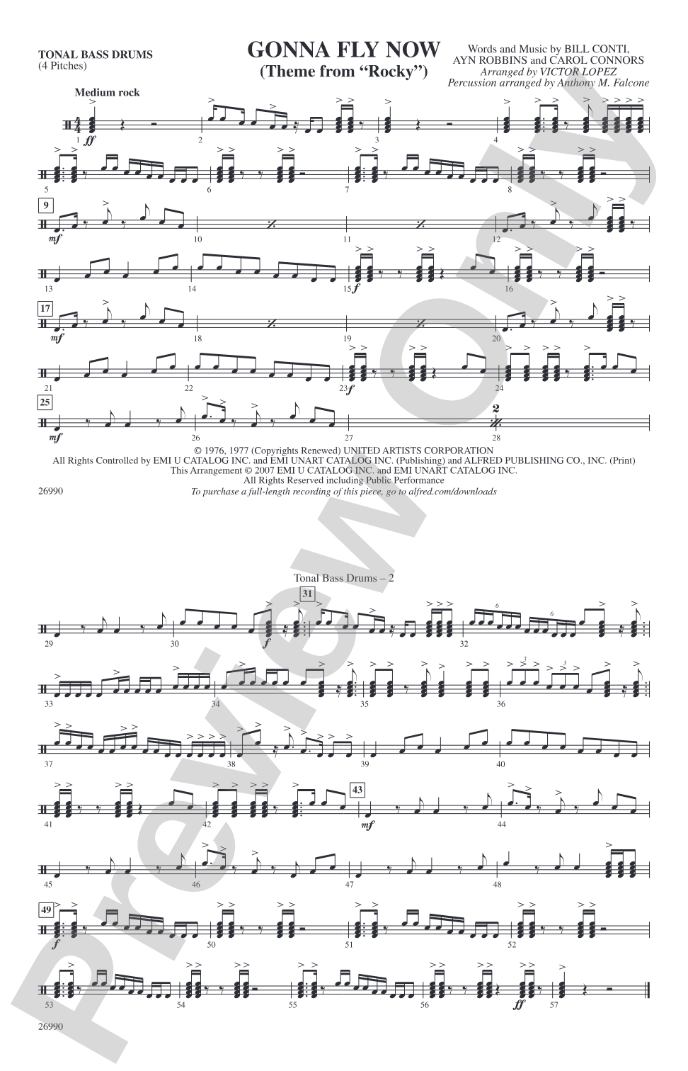 Gonna Fly Now (Theme from Rocky): Tonal Bass Drum