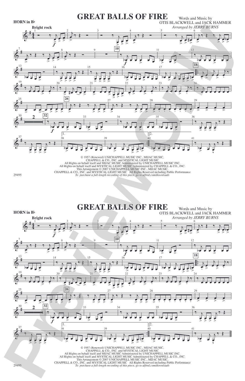 Great Balls of Fire: Horn in B flat