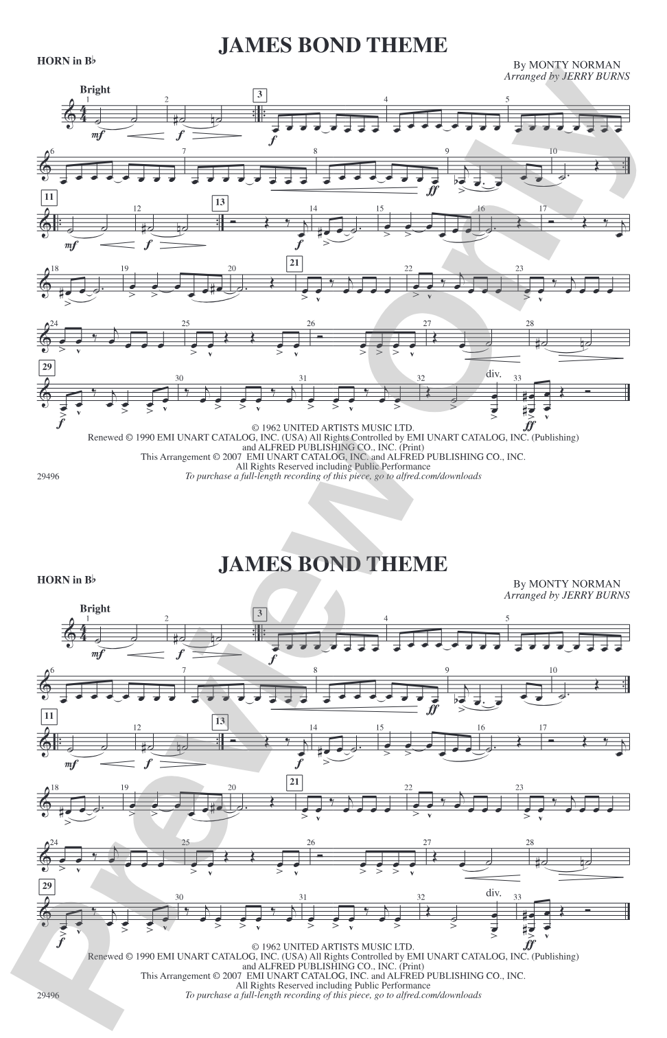 James Bond Theme: Horn in B flat