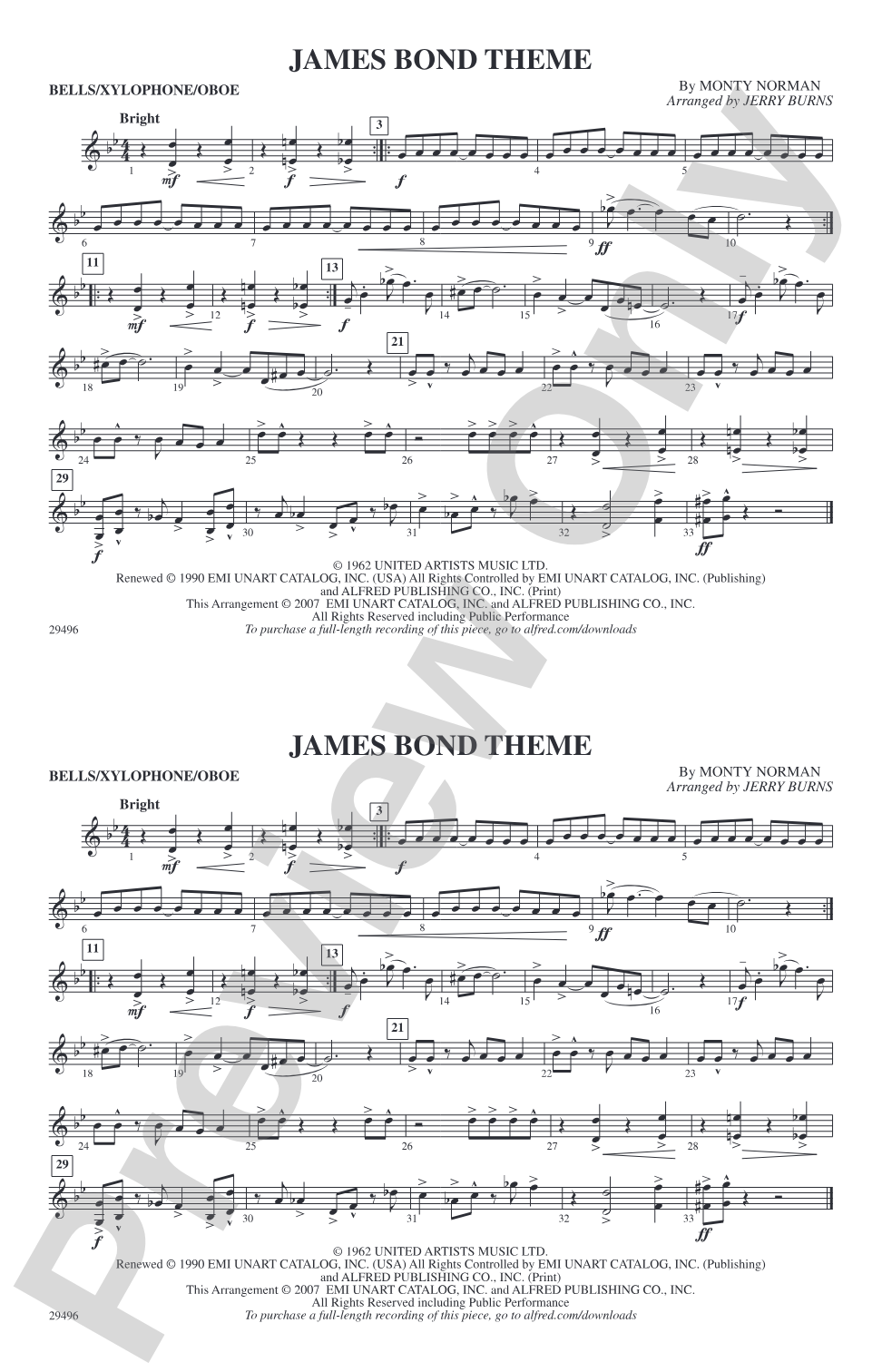 James Bond Theme: Bells/Xylophone/Oboe