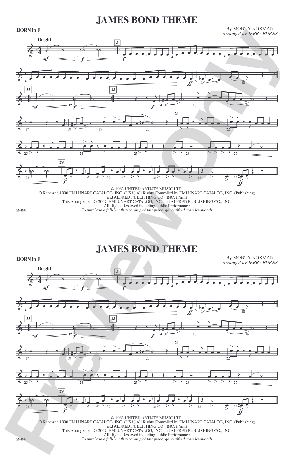 James Bond Theme: 1st F Horn