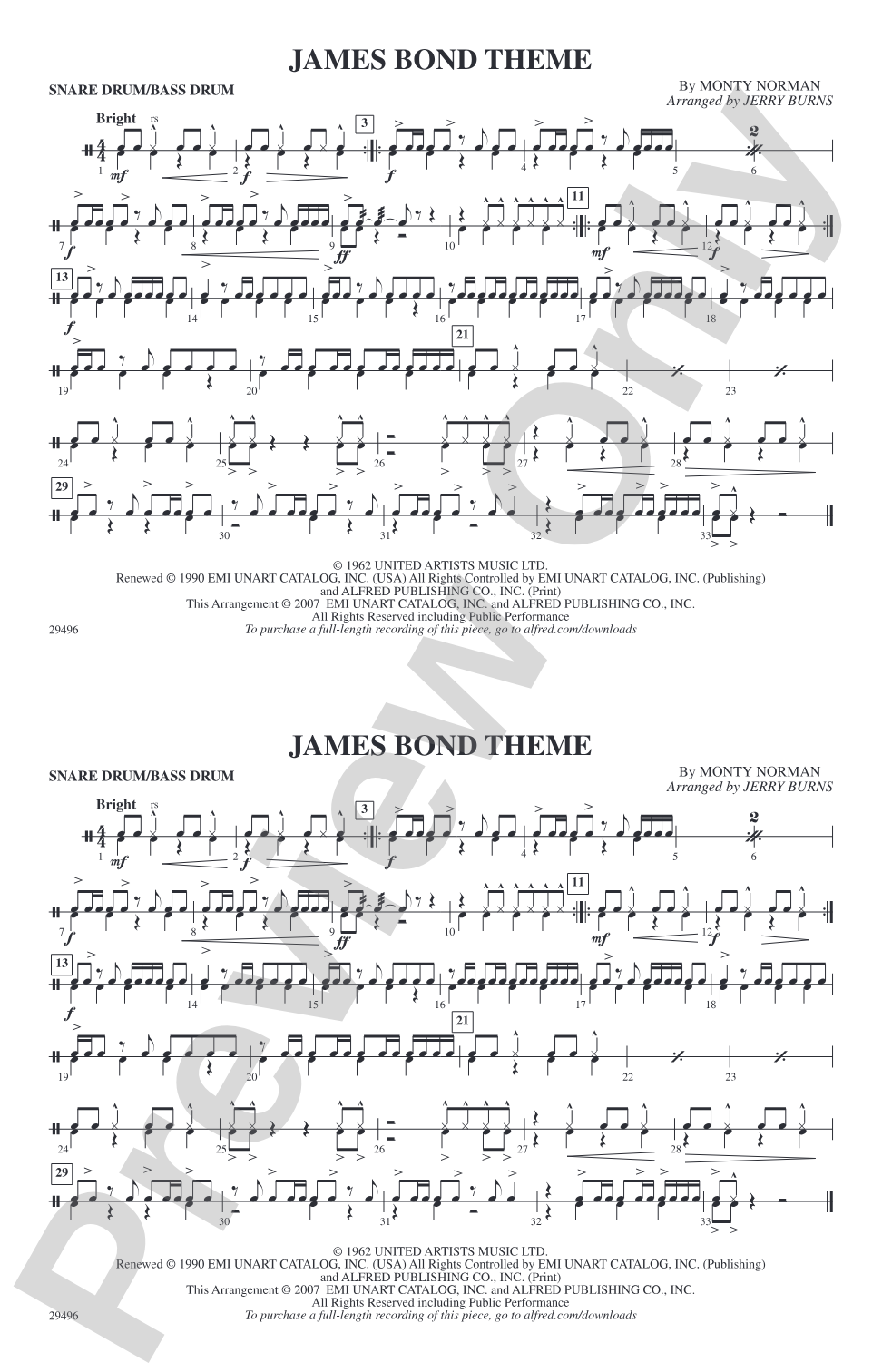 James Bond Theme: Snare Drum/Bass Drum