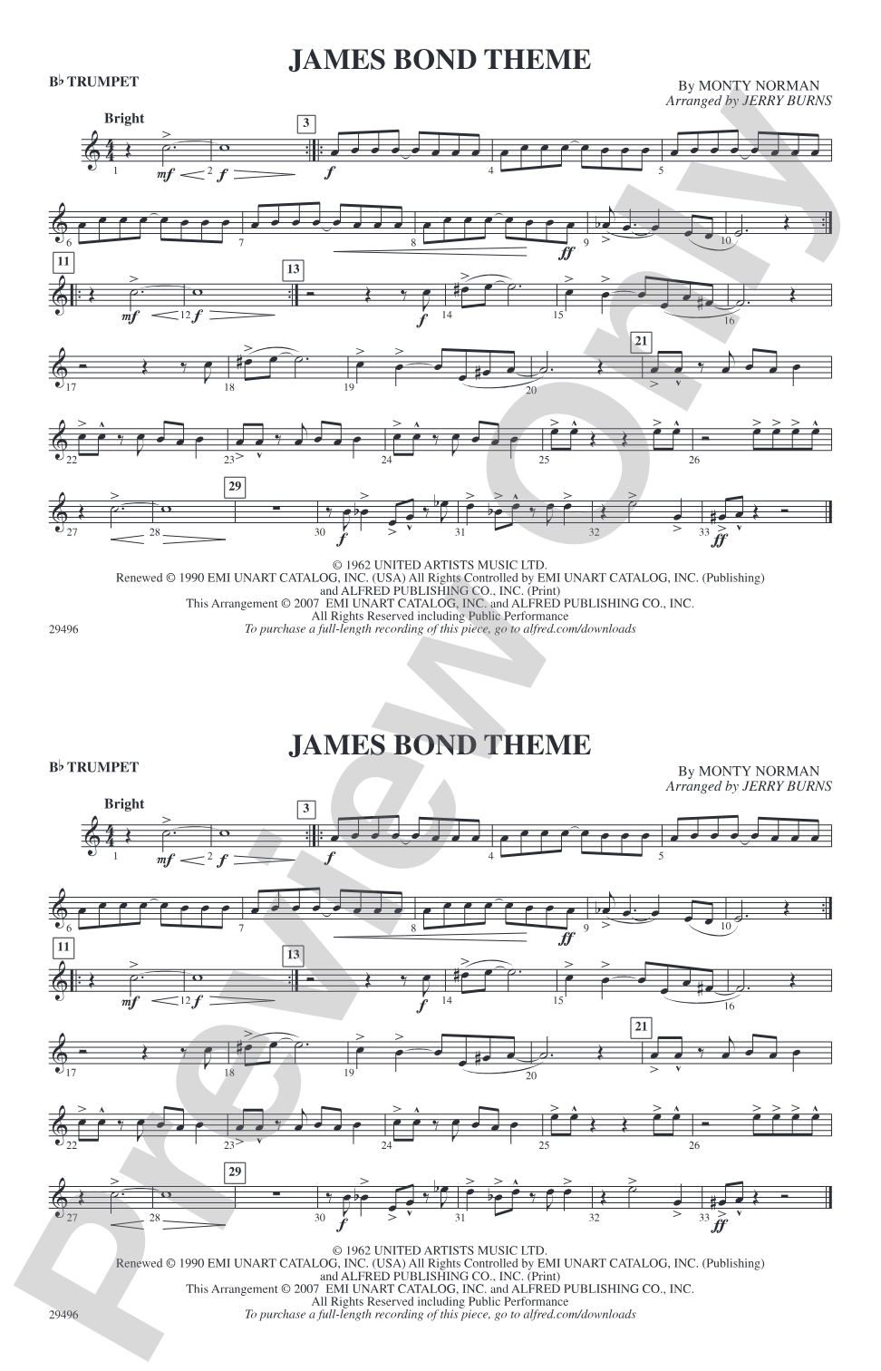 James Bond Theme: 1st B-flat Trumpet
