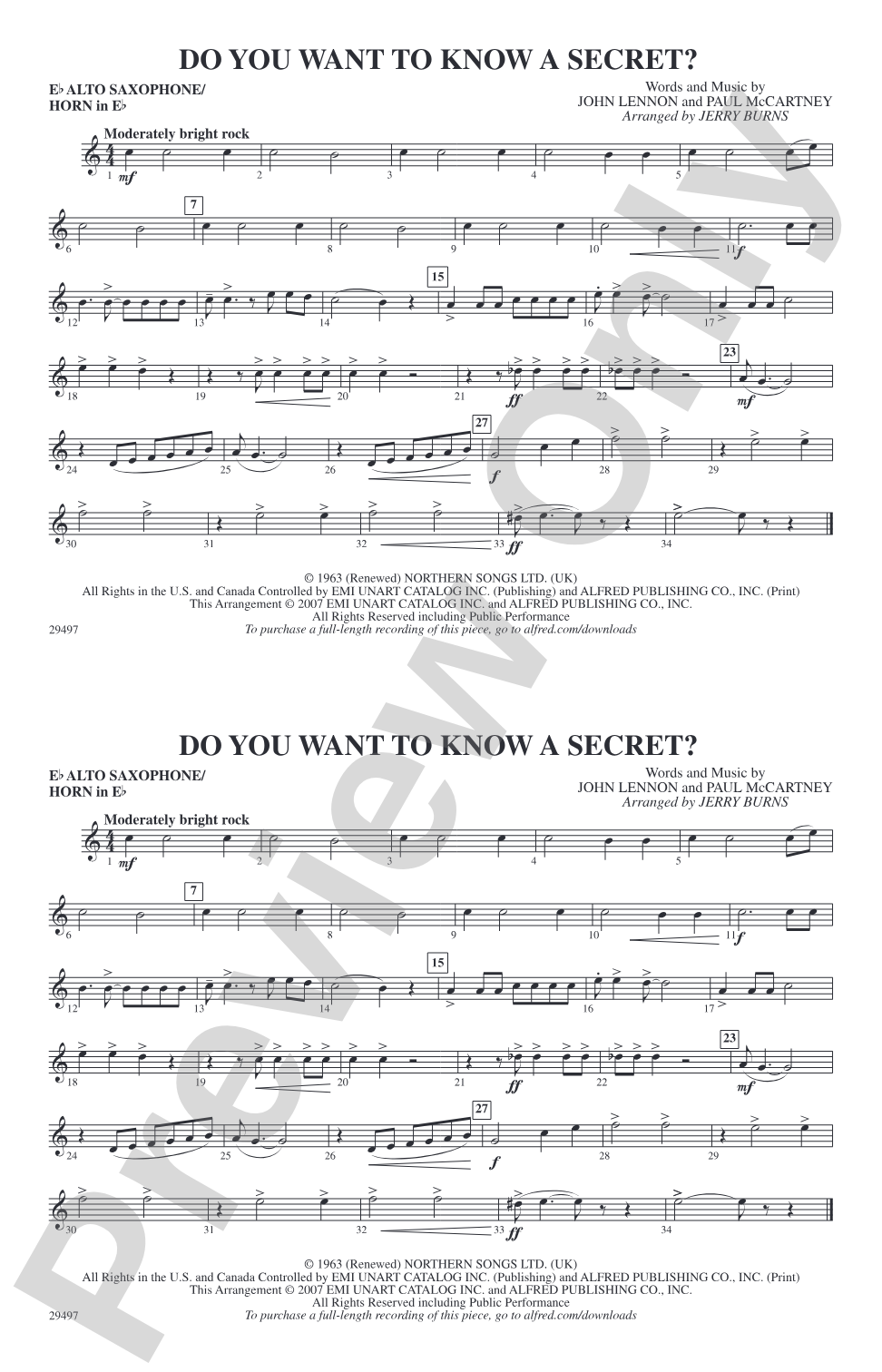 Do You Want to Know a Secret?: E-flat Alto Saxophone