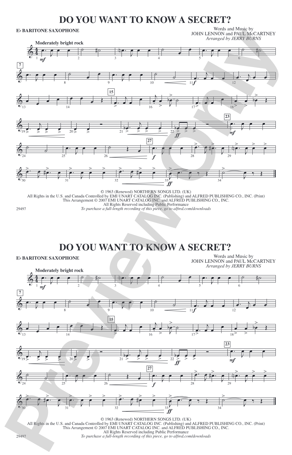 Do You Want to Know a Secret?: E-flat Baritone Saxophone