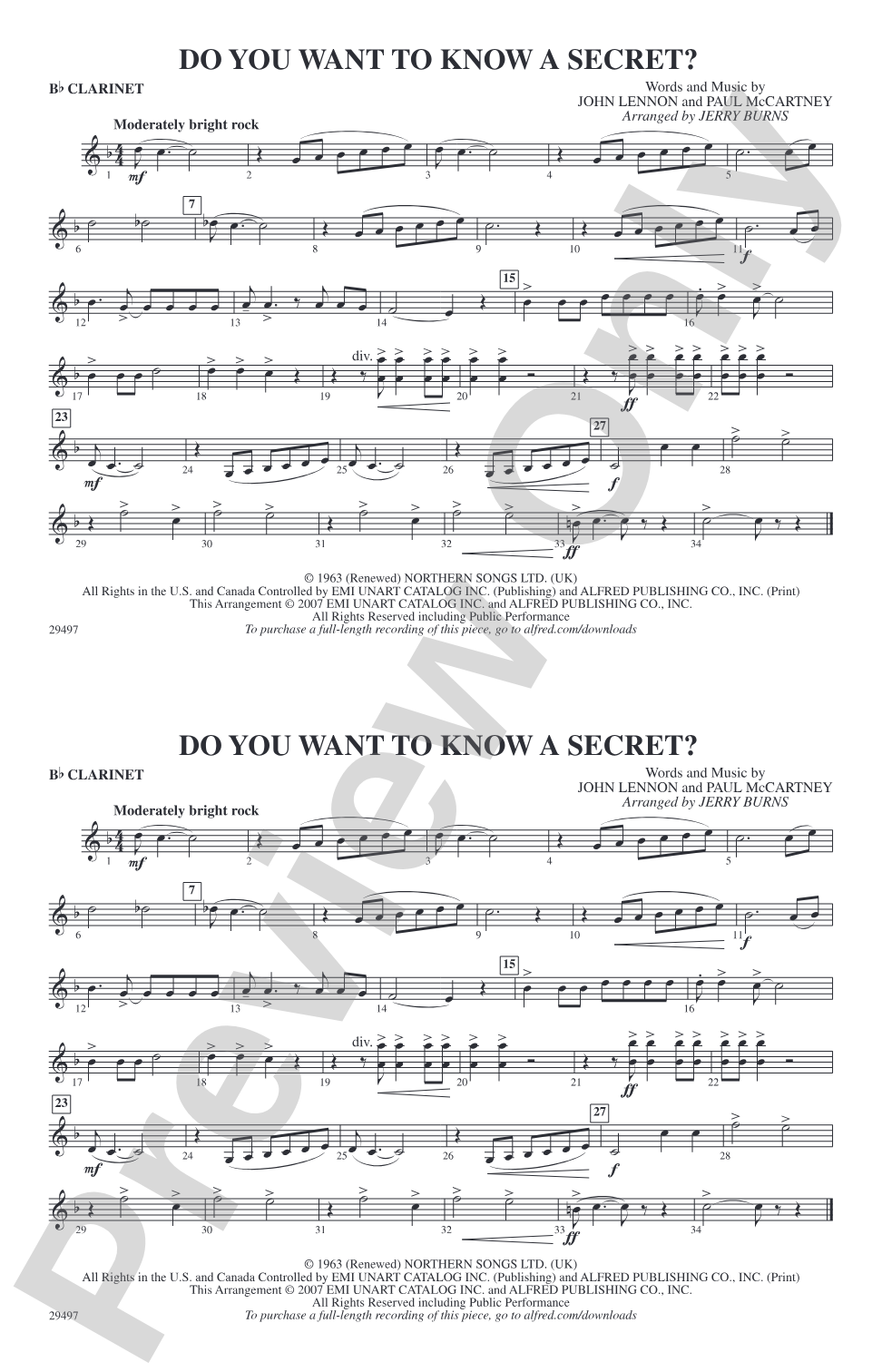 Do You Want to Know a Secret?: 1st B-flat Clarinet