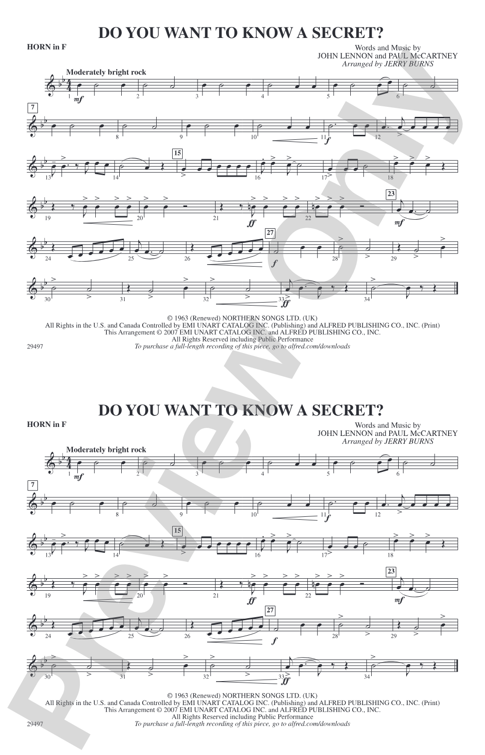 Do You Want to Know a Secret?: 1st F Horn