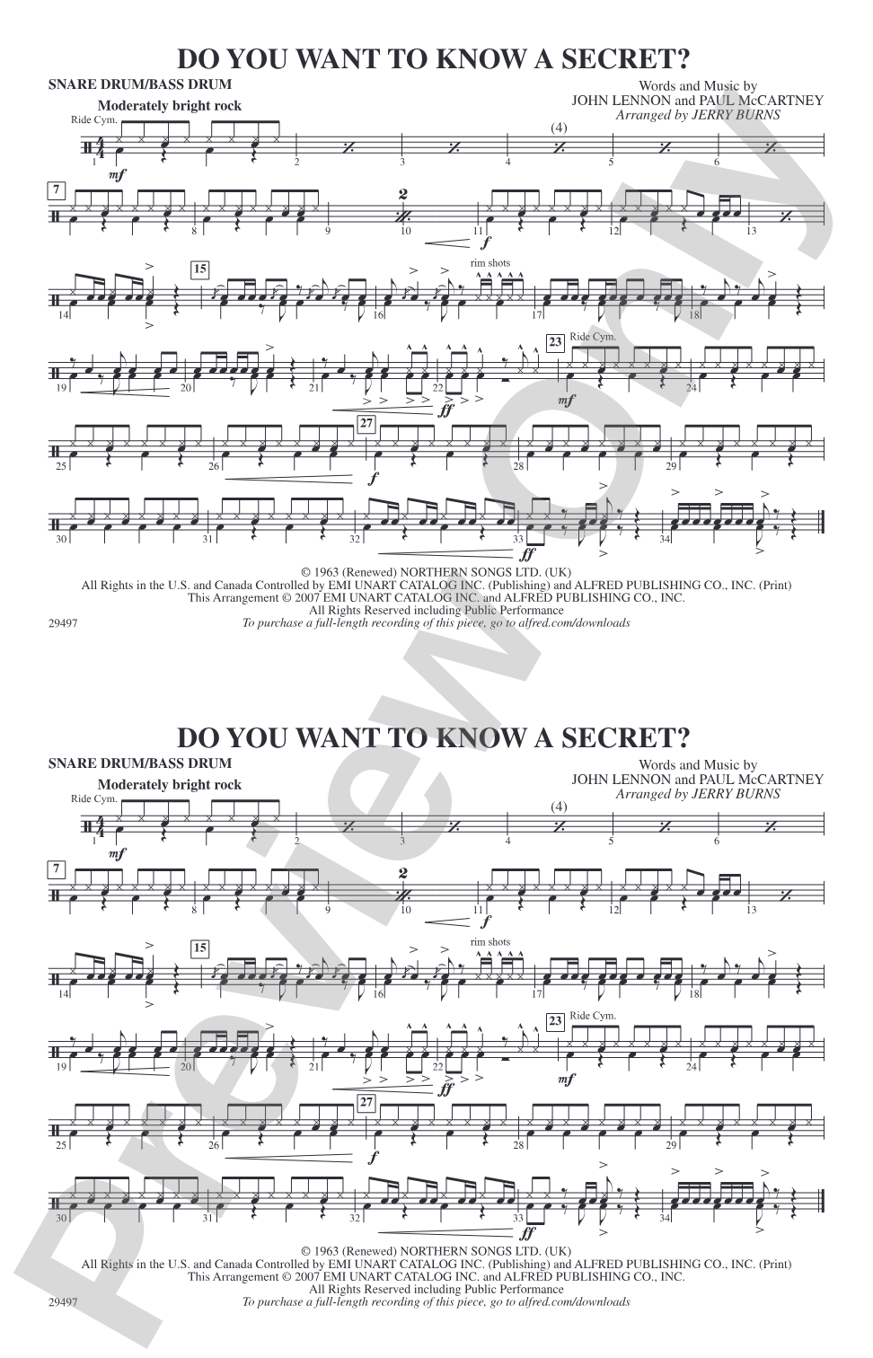 Do You Want to Know a Secret?: Snare Drum/Bass Drum