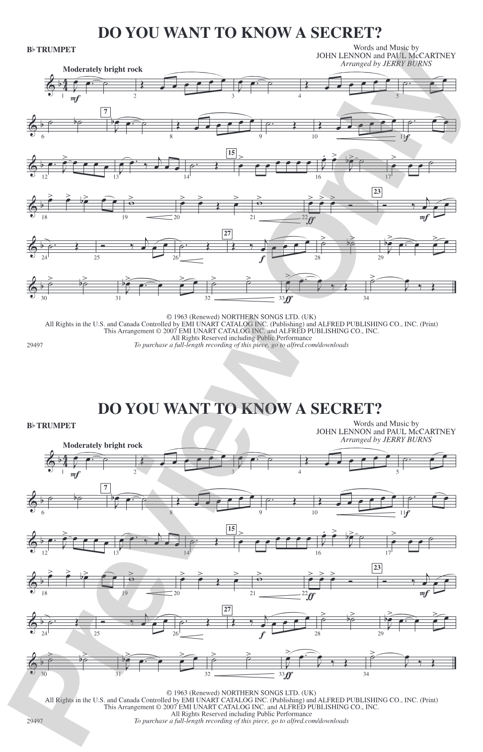 Do You Want to Know a Secret?: 1st B-flat Trumpet
