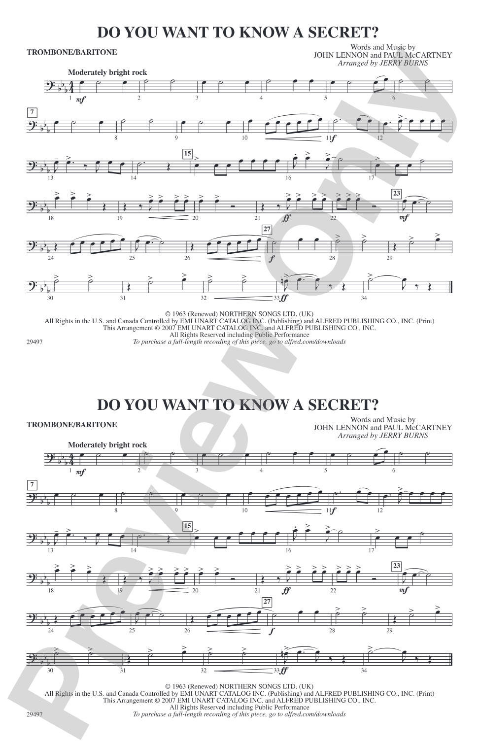 Do You Want to Know a Secret?: 1st Trombone