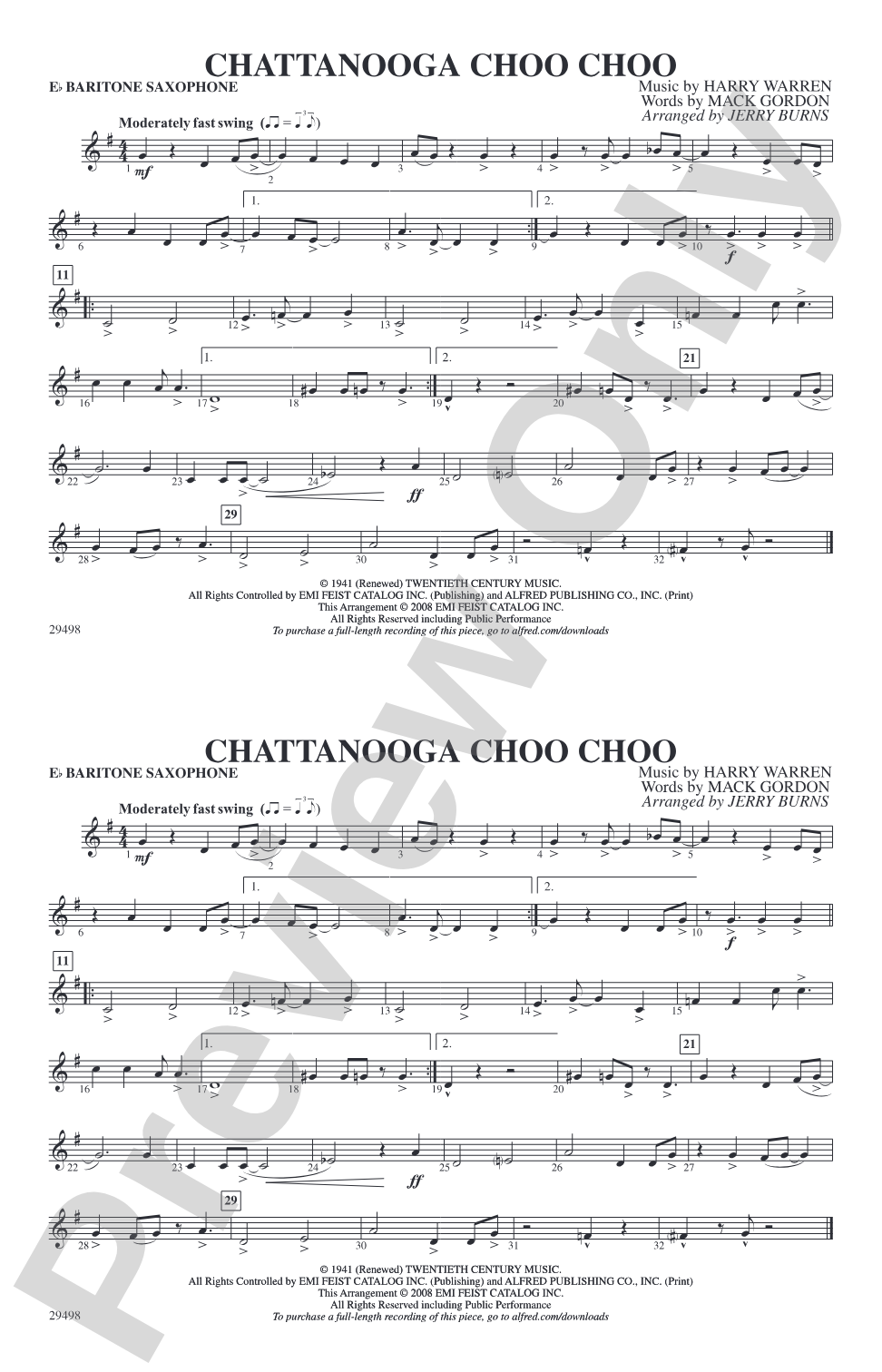 Chattanooga Choo Choo: E-flat Baritone Saxophone