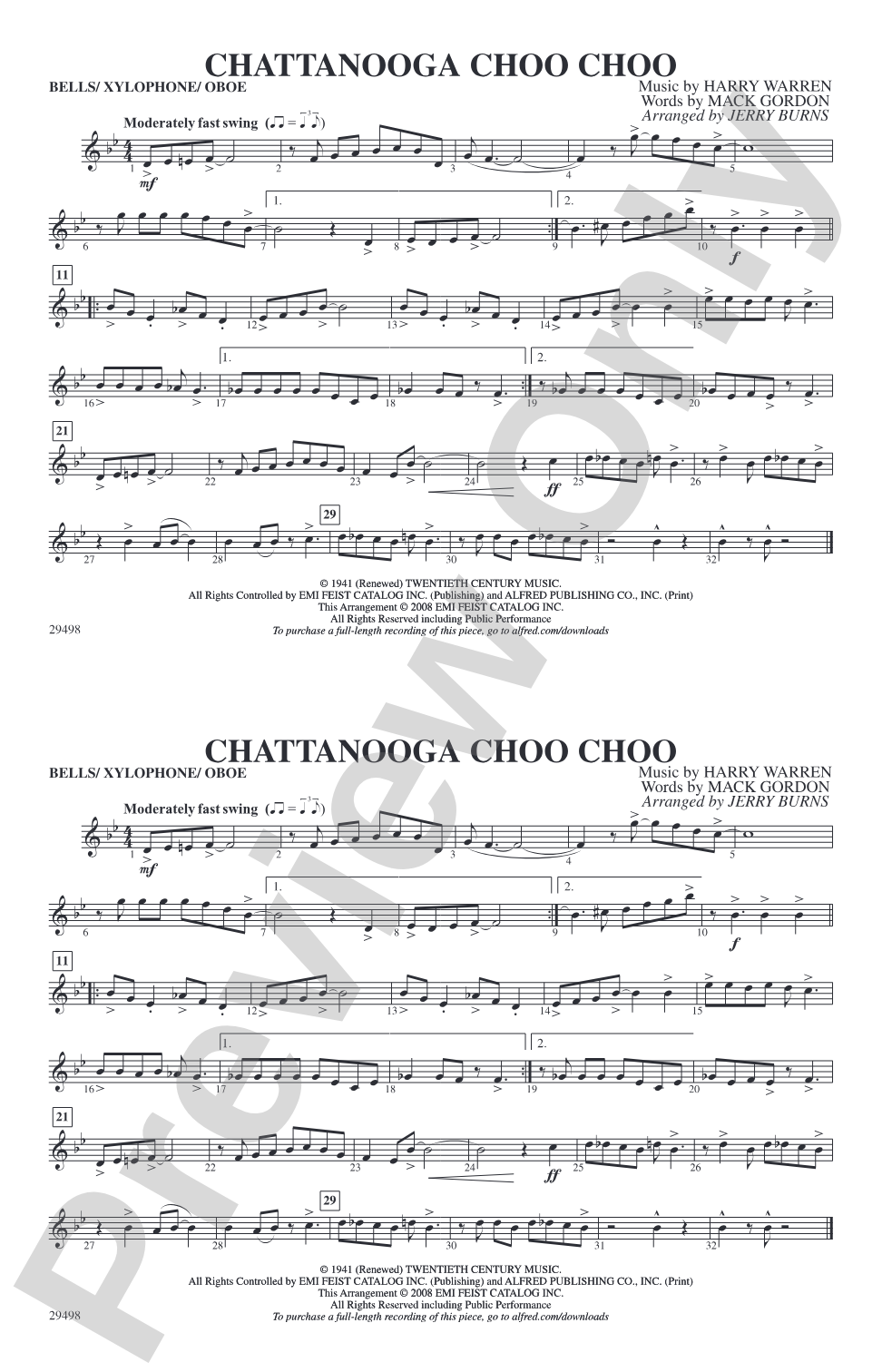 Chattanooga Choo Choo: Bells/Xylophone/Oboe