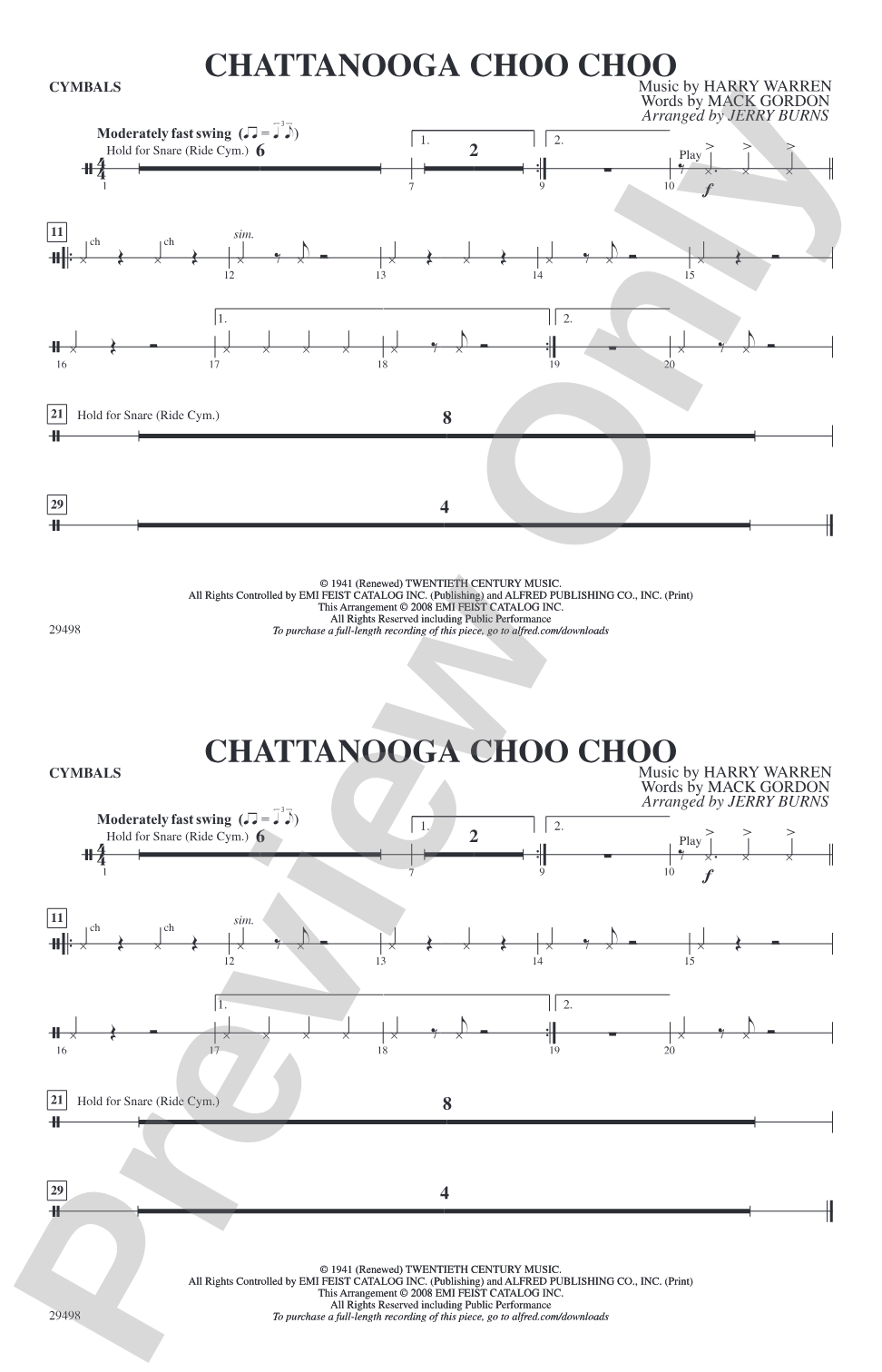 Chattanooga Choo Choo: Cymbals
