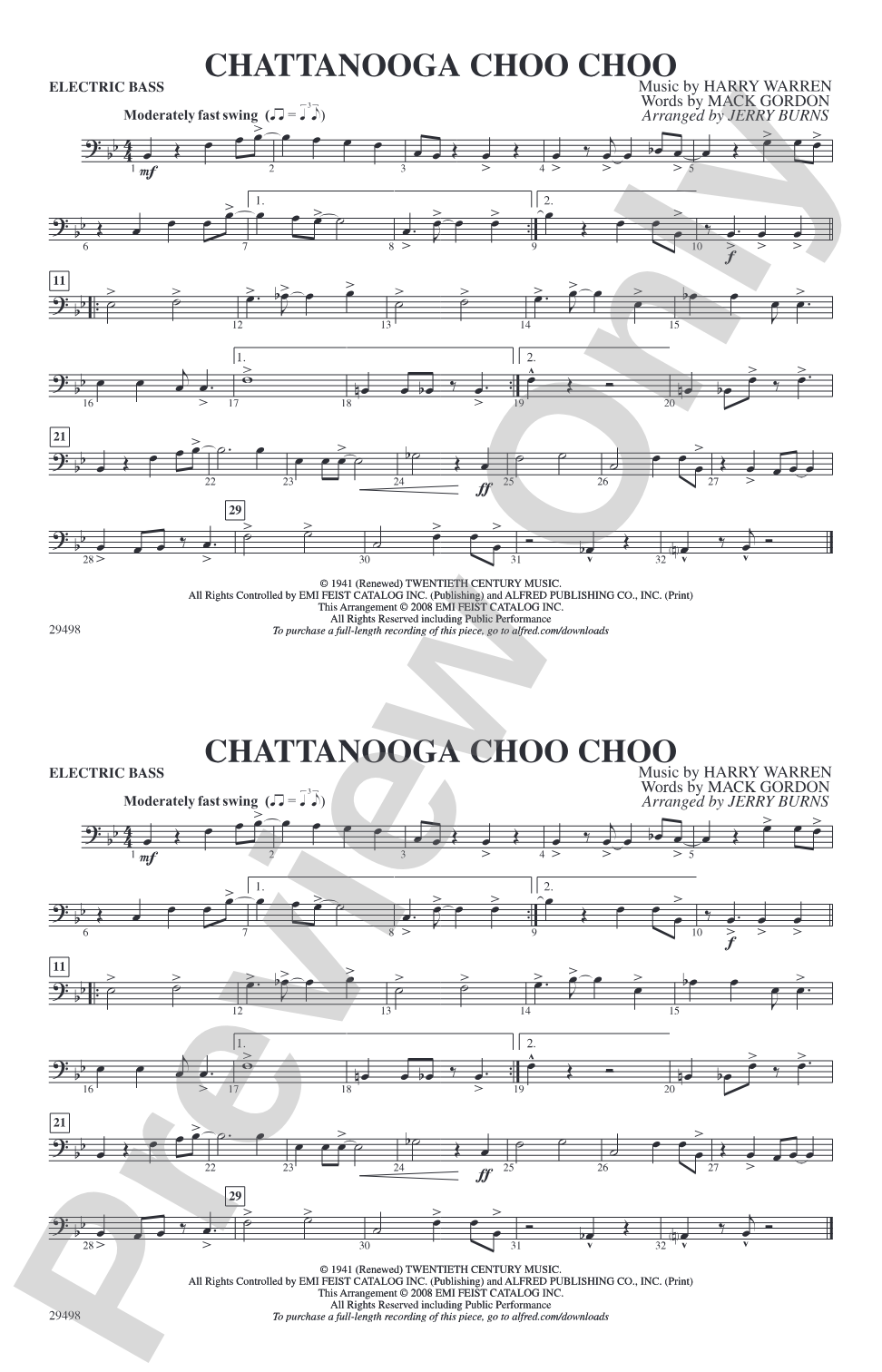 Chattanooga Choo Choo: Electric Bass