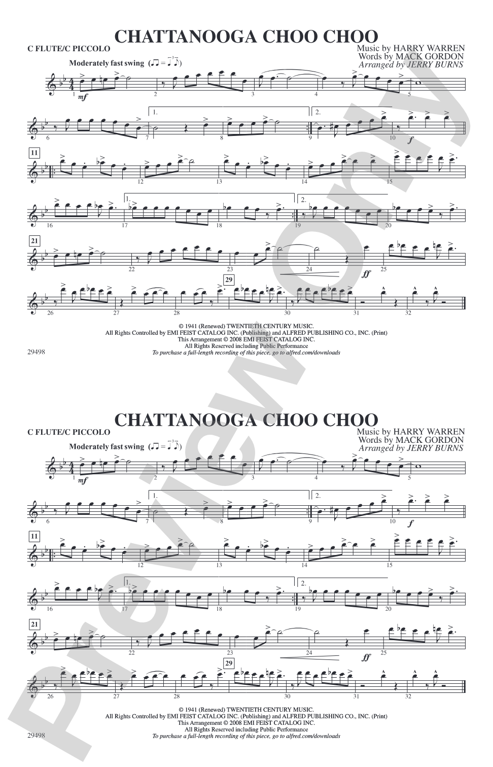 Chattanooga Choo Choo: Flute