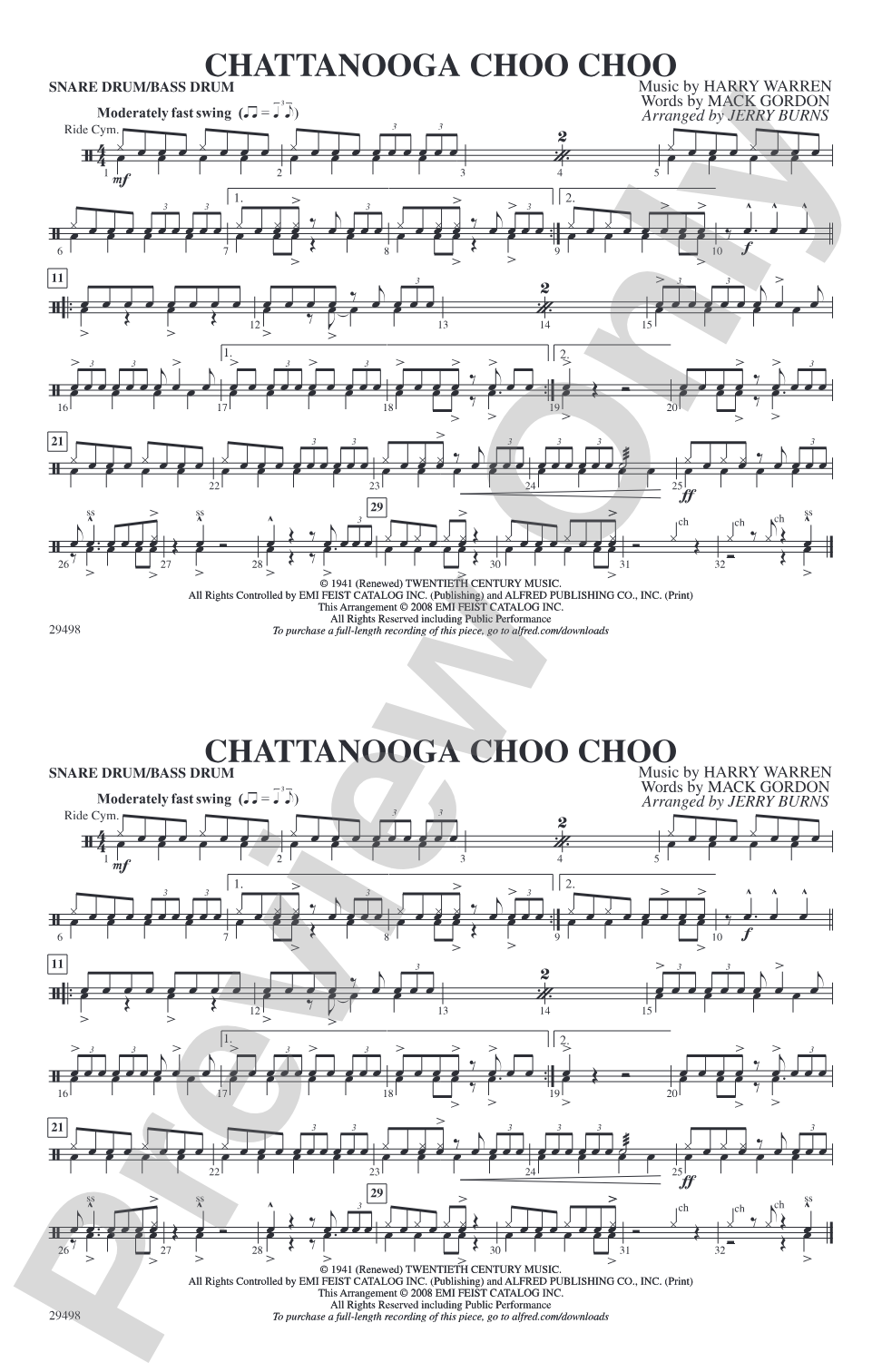 Chattanooga Choo Choo: Snare Drum/Bass Drum