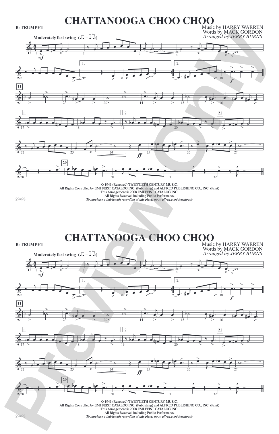 Chattanooga Choo Choo: 1st B-flat Trumpet